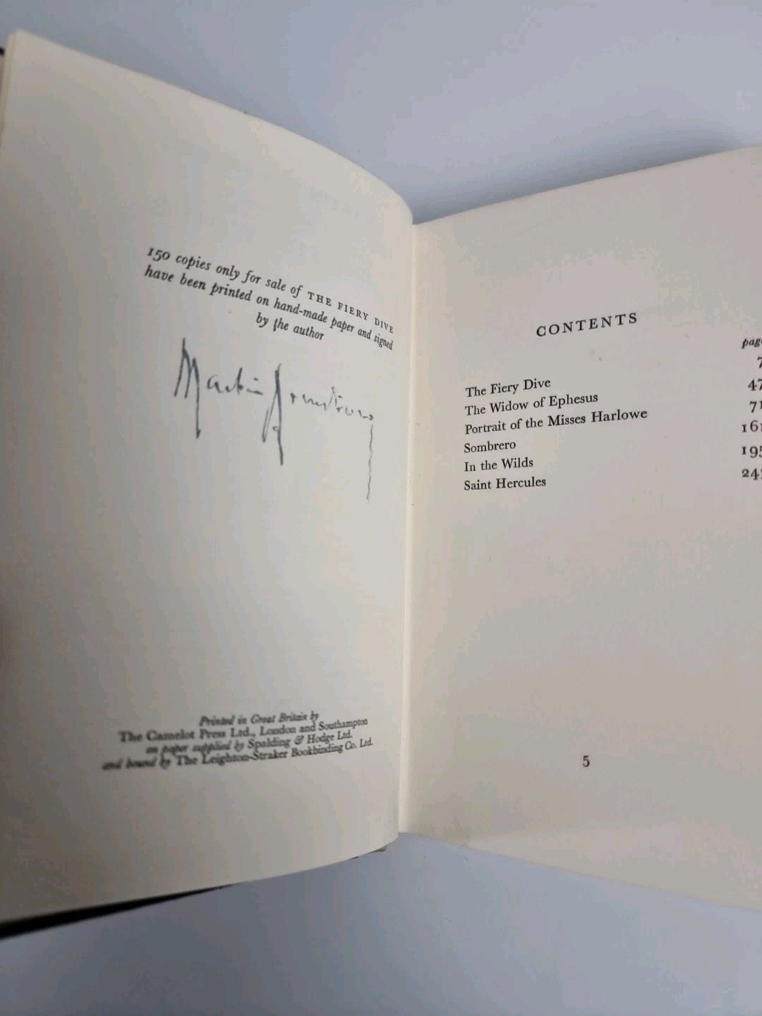 The Fiery Dive Martin Armstrong Signed Limited Edition 1929 Fine Condition