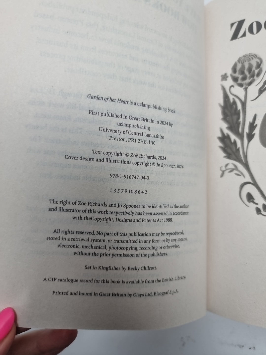 Garden of her Heart by Zoë Richards 1ST Edition Signed NEW Free UK Delivery