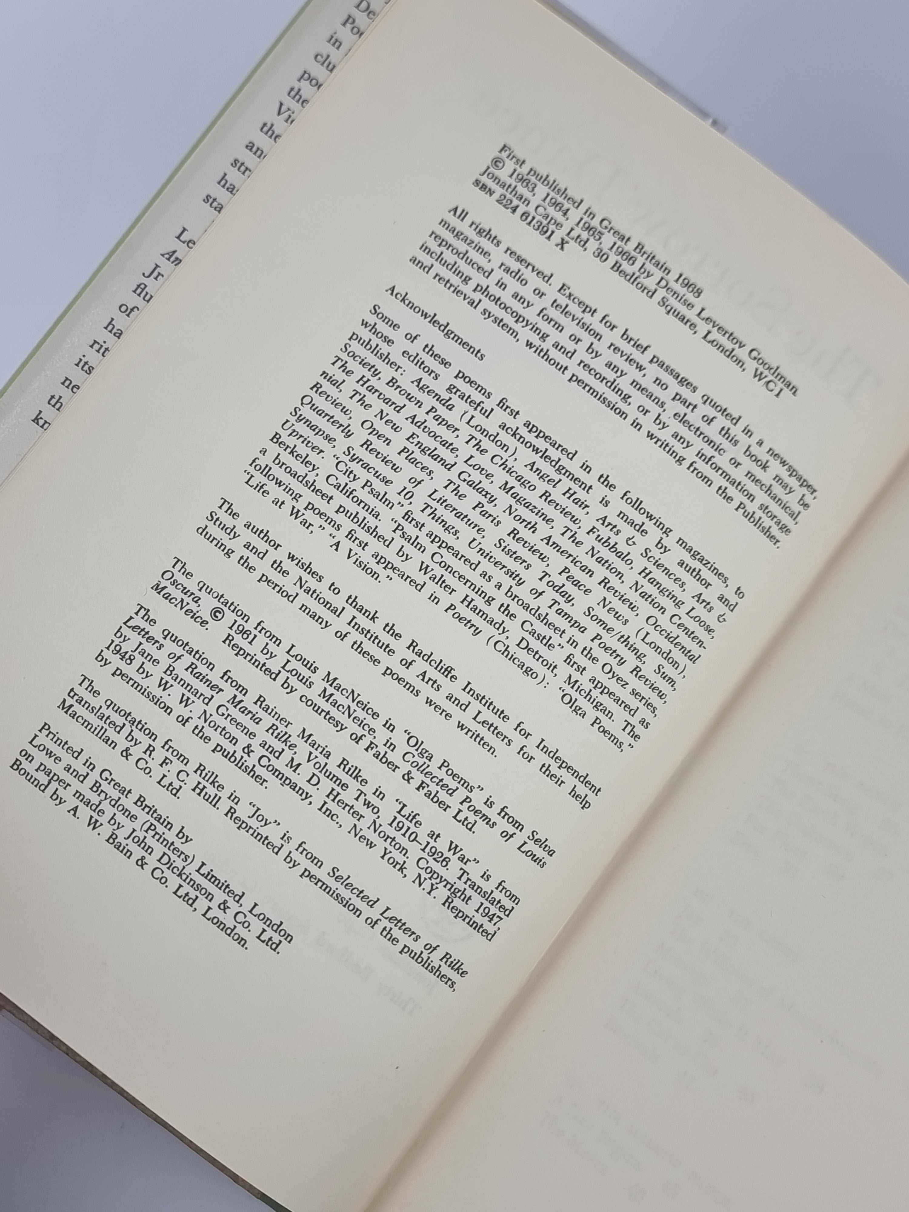 The Sorrow Dance, Denise Levertov — 1st Edition