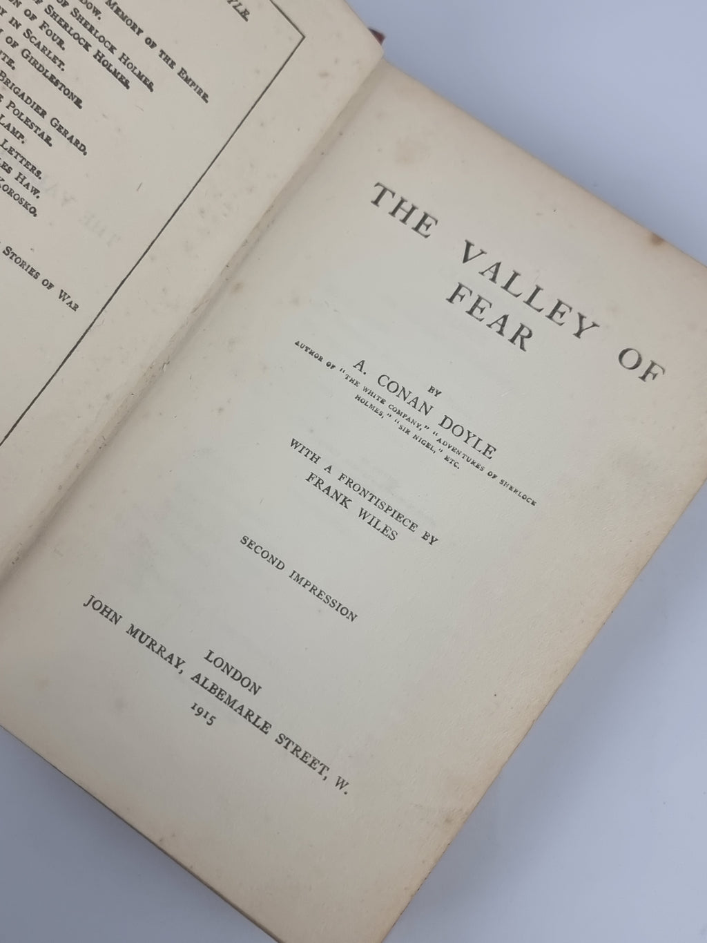 The Valley of Fear, A. Conan Doyle — 1st Edition, 2nd Impression