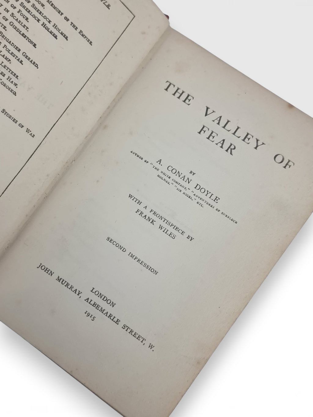 The Valley of Fear, A. Conan Doyle — 1st Edition, 2nd Impression