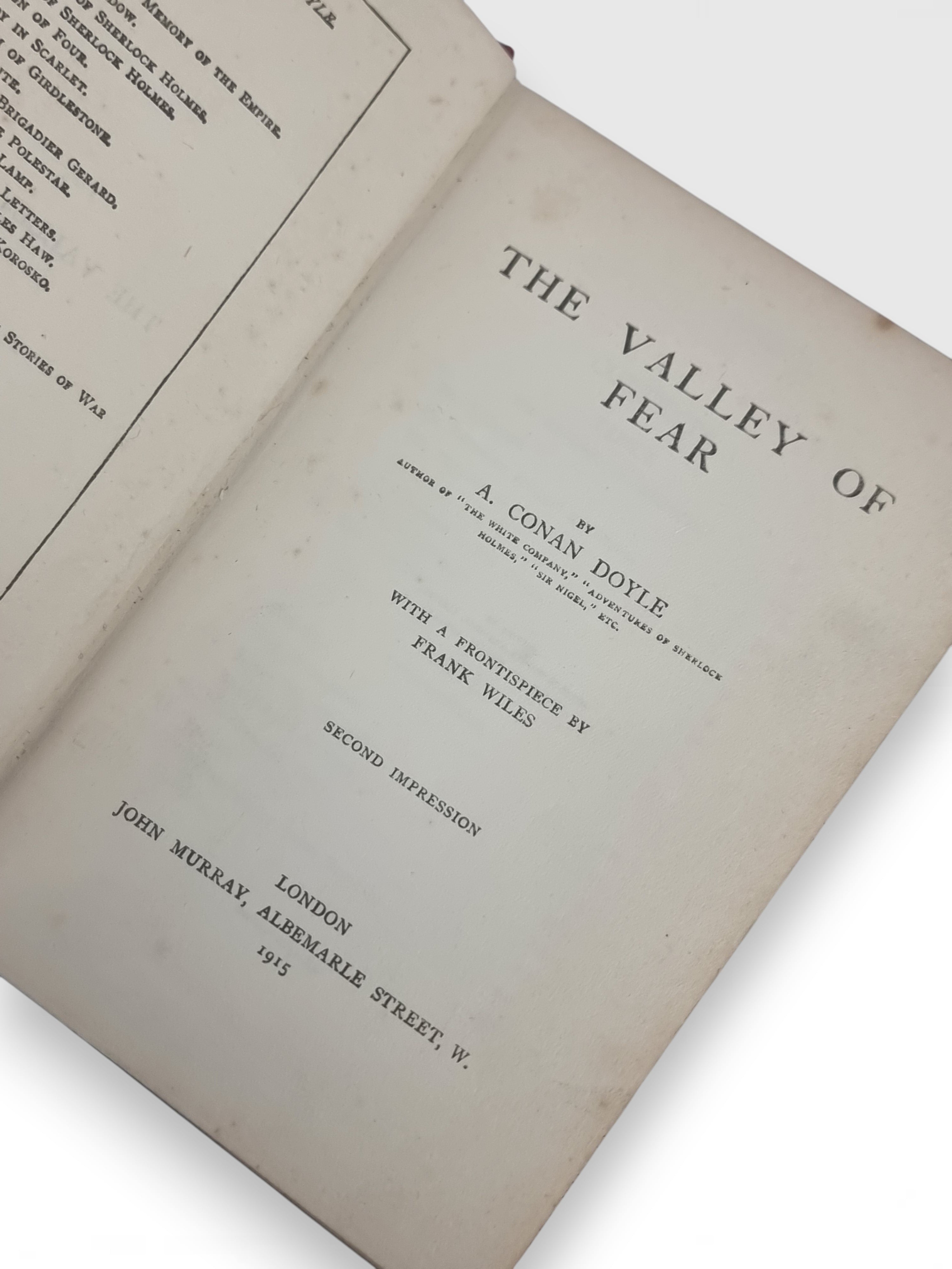 The Valley of Fear, A. Conan Doyle — 1st Edition, 2nd Impression