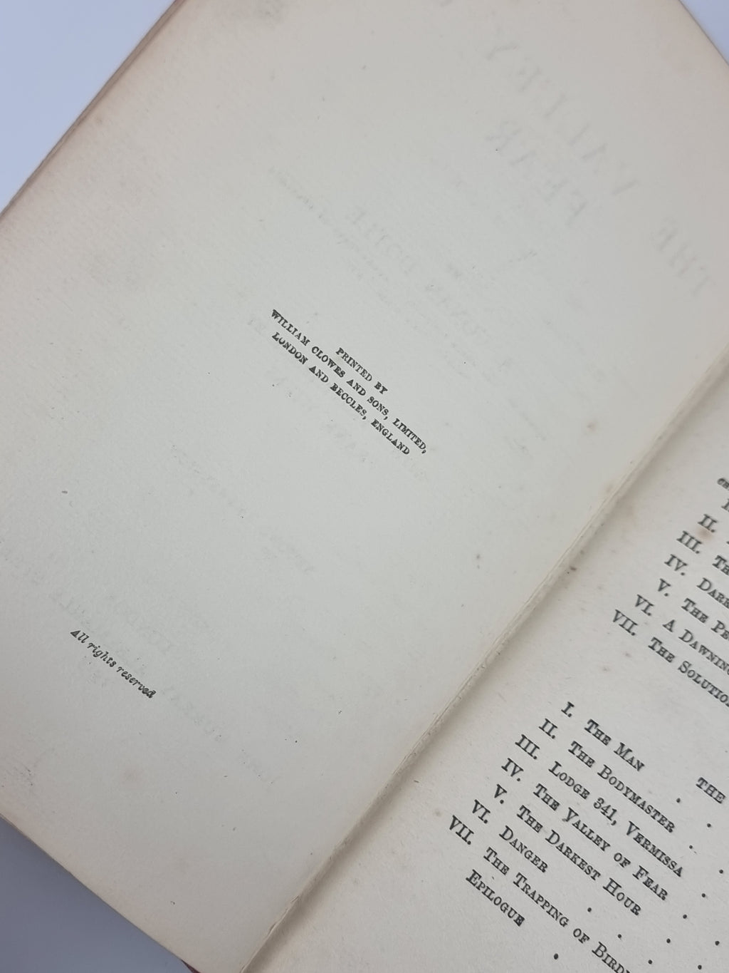 The Valley of Fear, A. Conan Doyle — 1st Edition, 2nd Impression