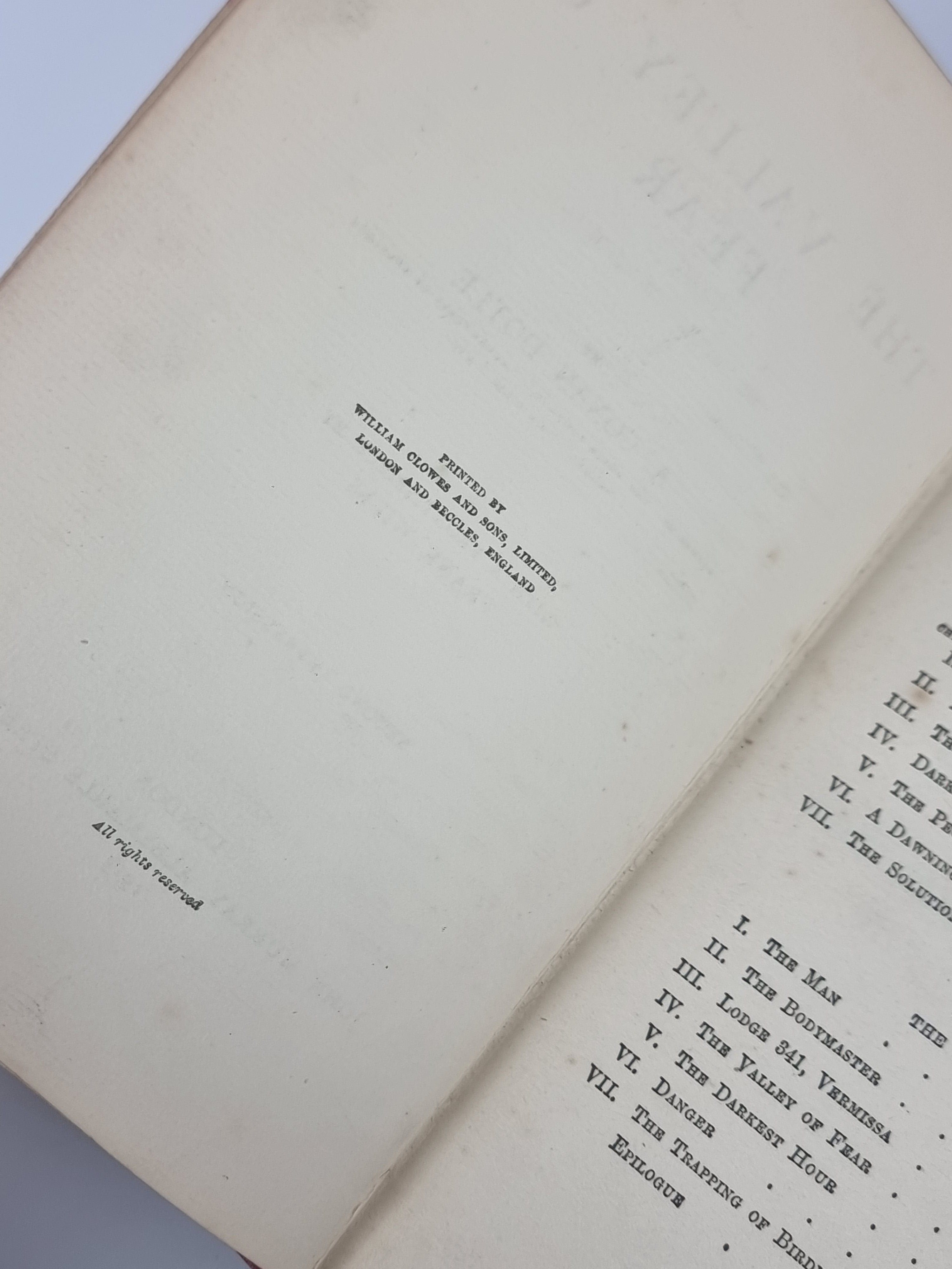 The Valley of Fear, A. Conan Doyle — 1st Edition, 2nd Impression