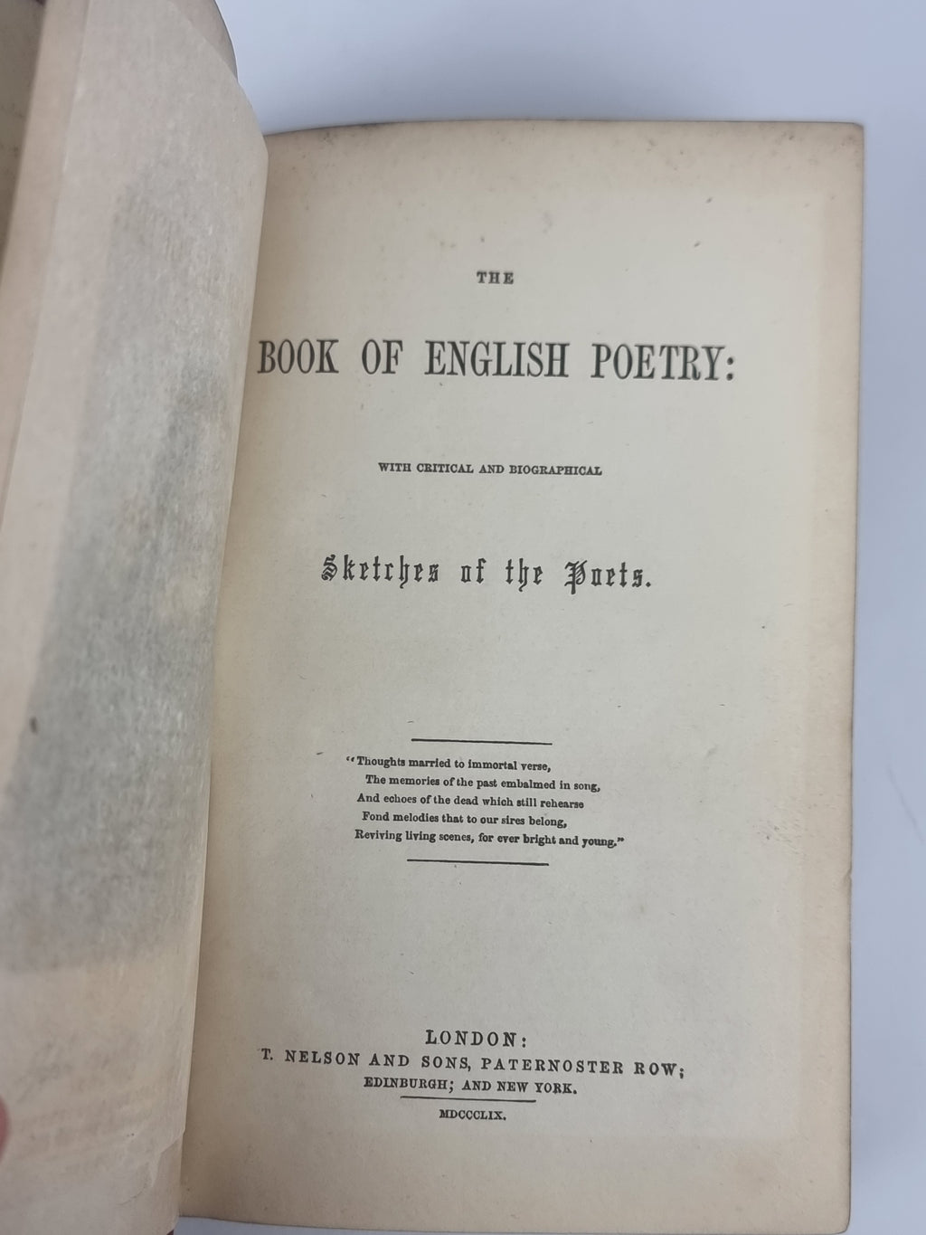 The Book of English Poetry: with critical and biographical Sketches of the Poets