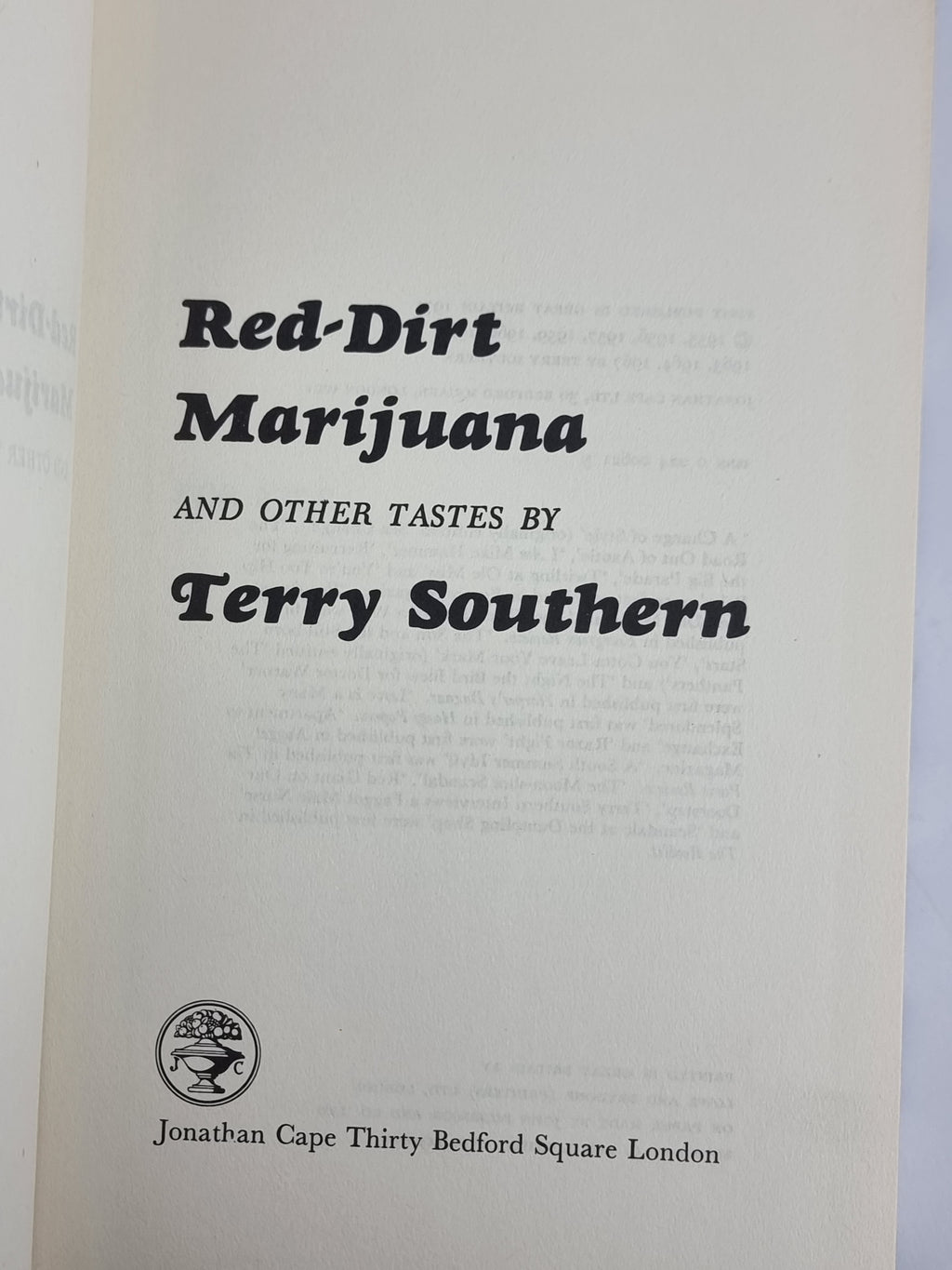 Red-Dirt Marijuana and Other Tastes, Terry Southern — 1st UK Edition