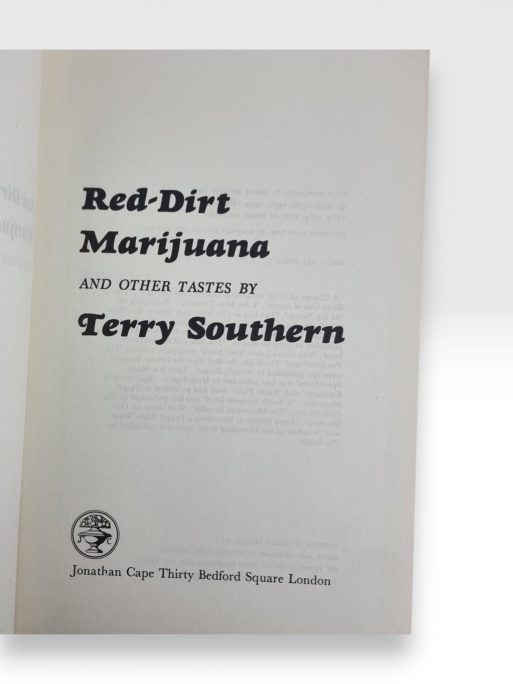 Red-Dirt Marijuana and Other Tastes, Terry Southern — 1st UK Edition