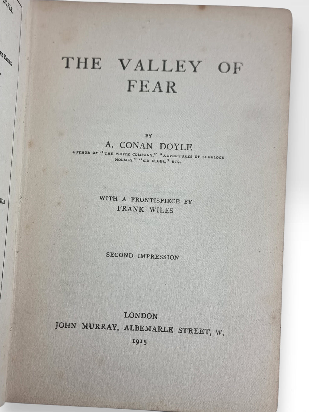 The Valley of Fear, A. Conan Doyle — 1st Edition, 2nd Impression