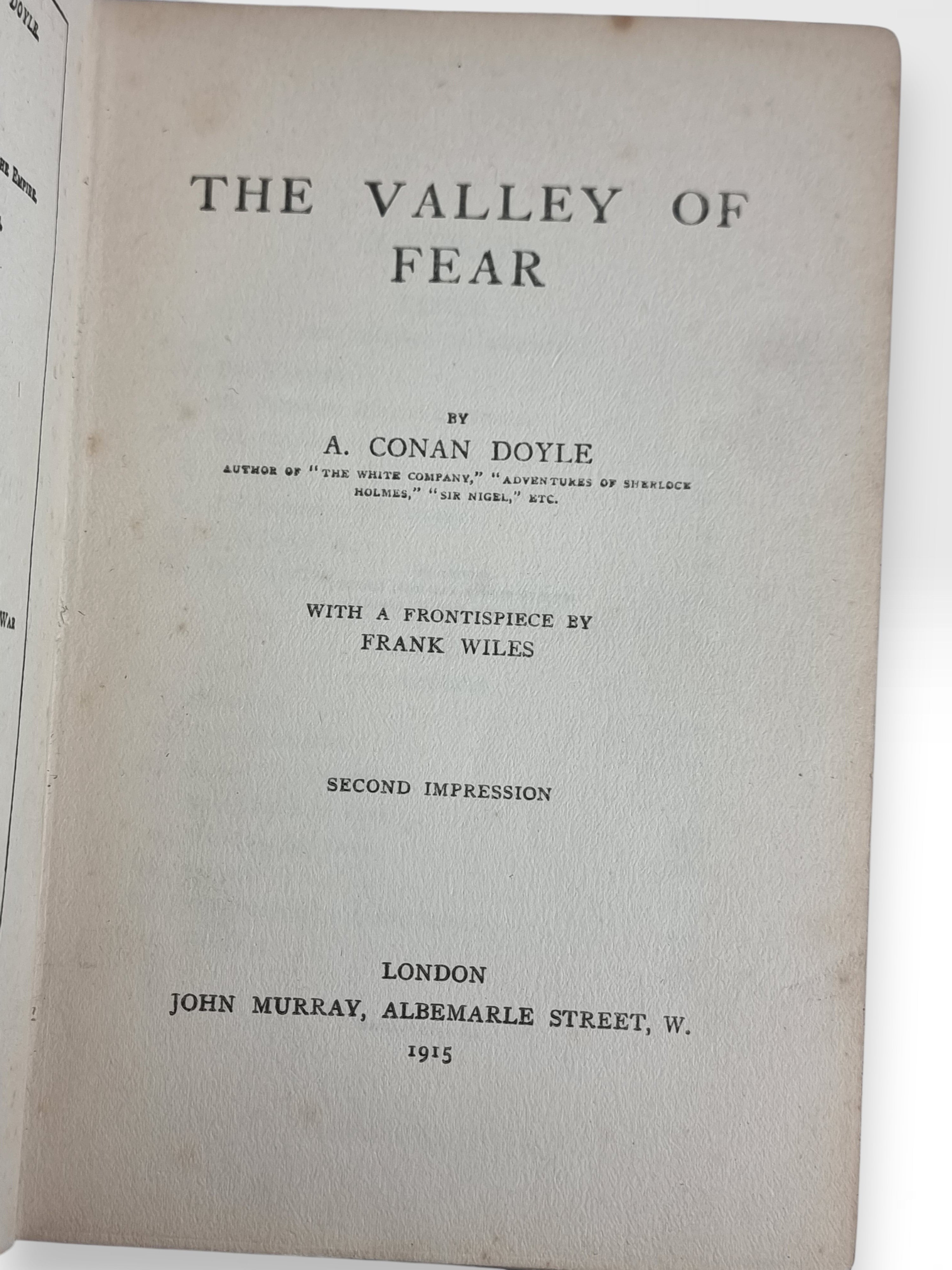 The Valley of Fear, A. Conan Doyle — 1st Edition, 2nd Impression
