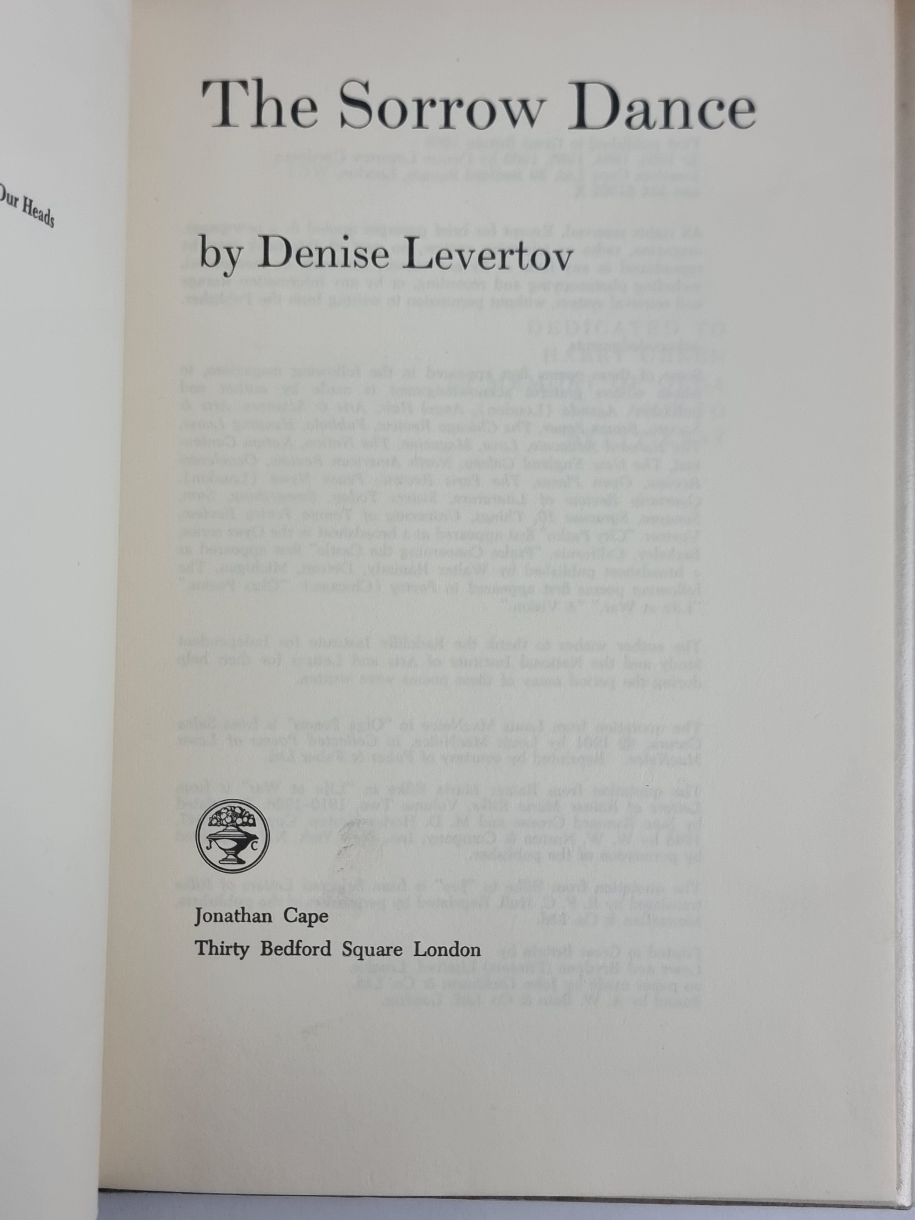 The Sorrow Dance, Denise Levertov — 1st Edition