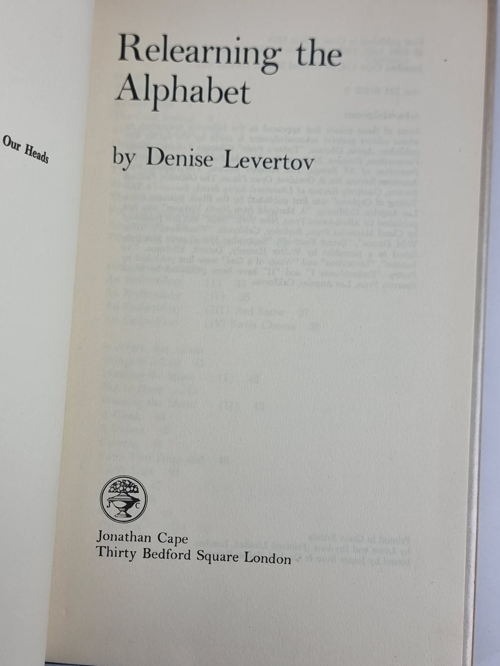 Relearning the Alphabet, Denise Levertov — 1st UK Edition