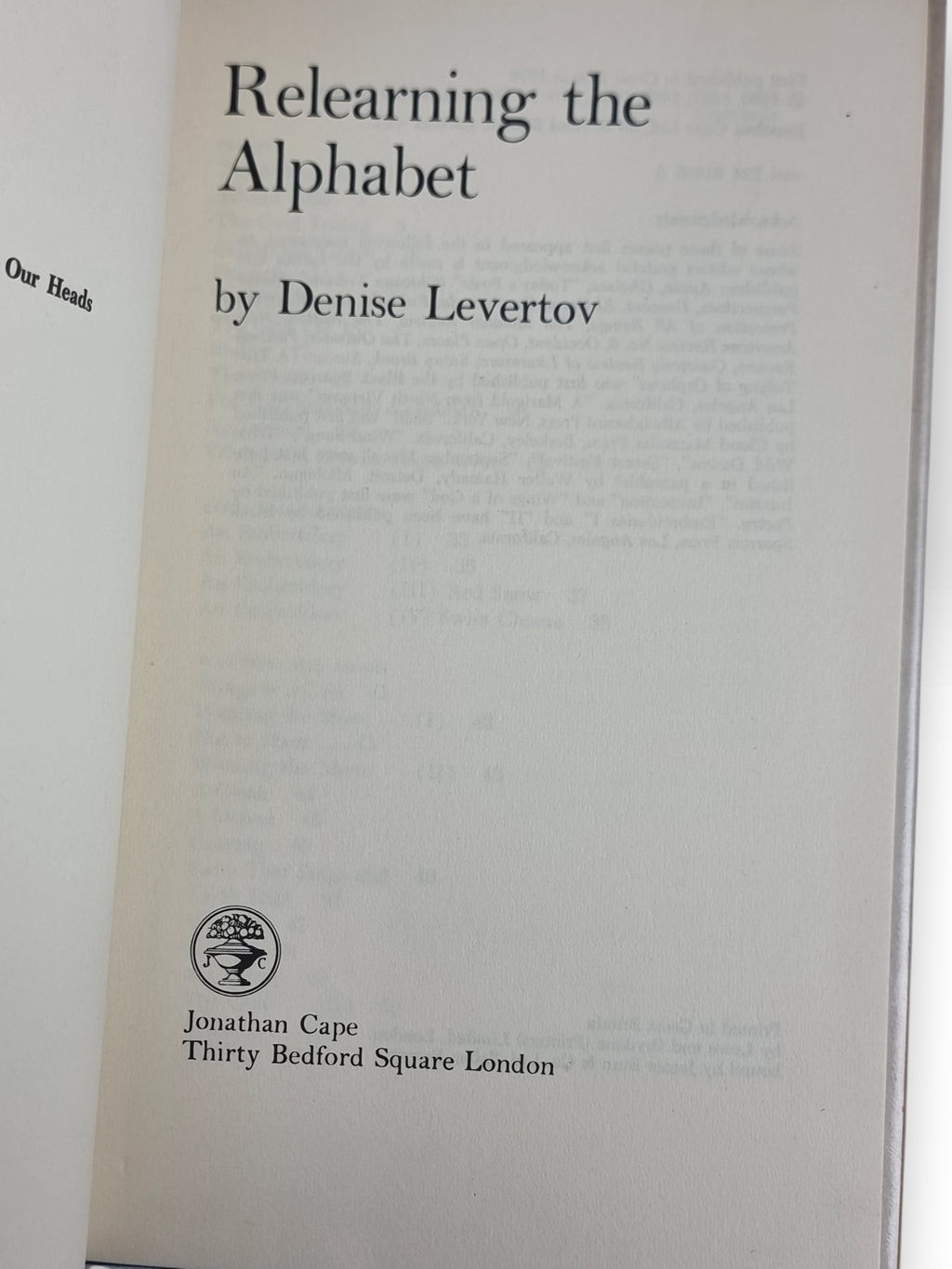 Relearning the Alphabet, Denise Levertov — 1st UK Edition