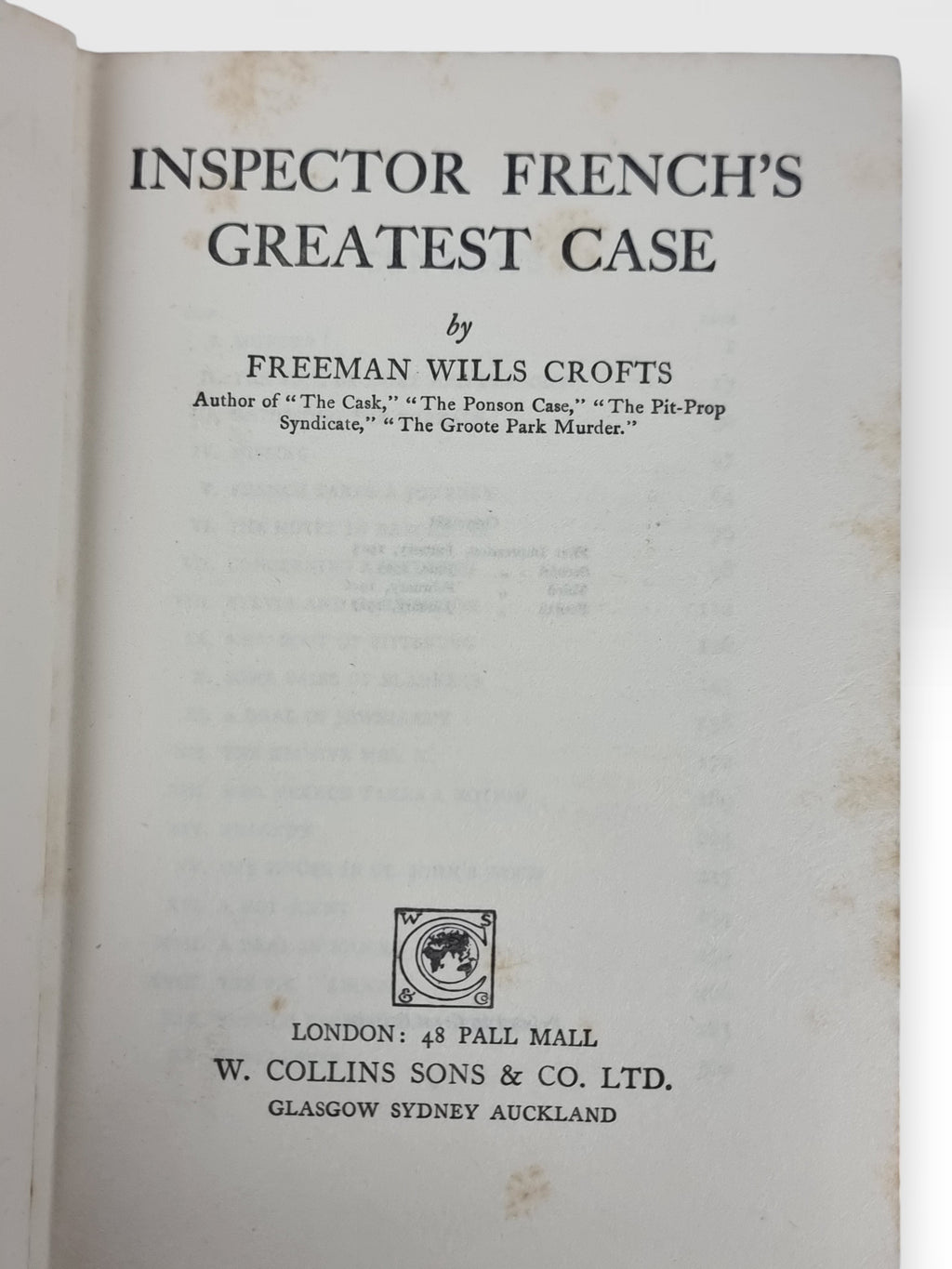 Inspector French's Greatest Case, Freeman Wills Crofts — 1st Edition, 4th Impression