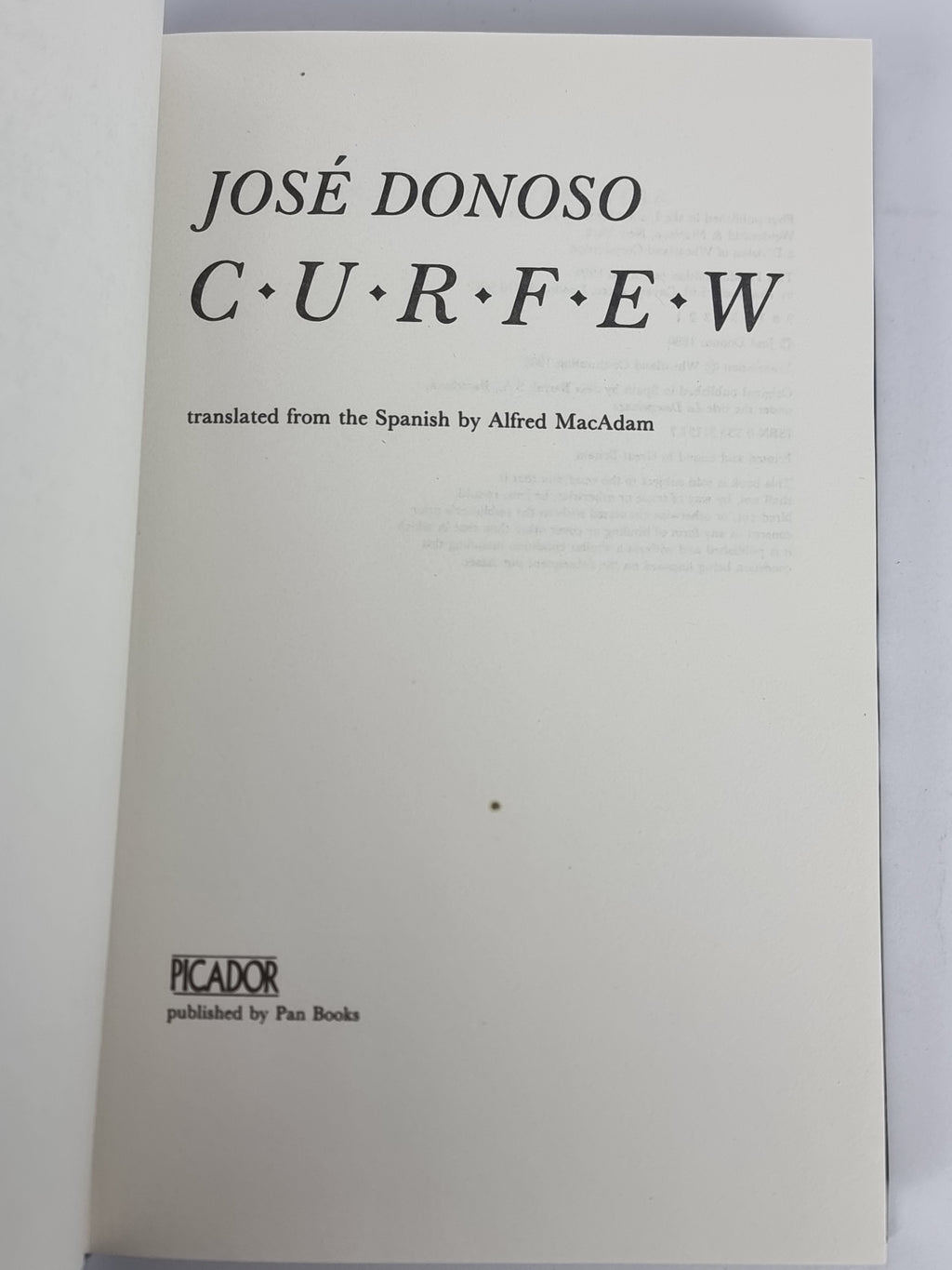 Curfew, José Donoso — 1st English Edition