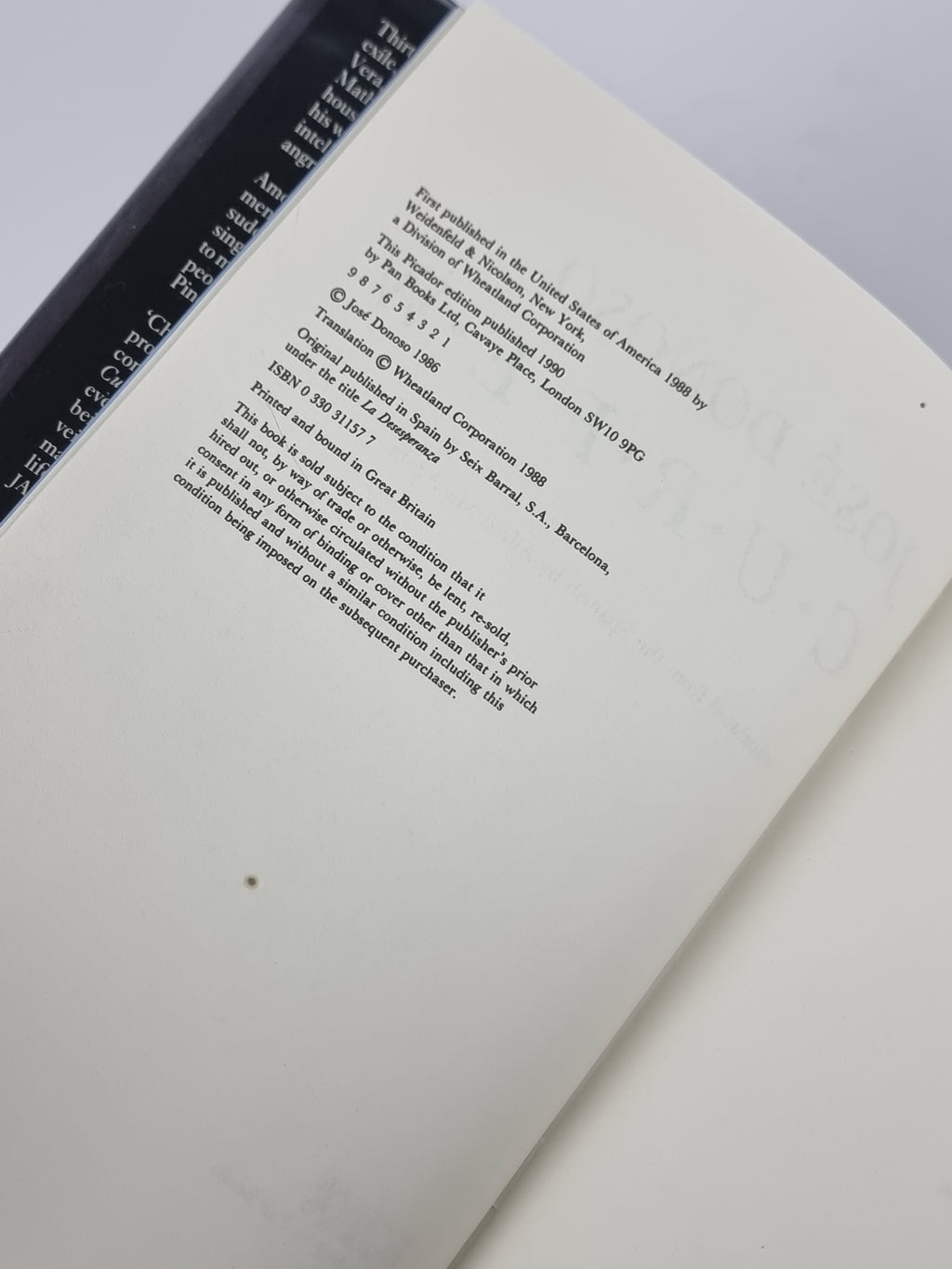 Curfew, José Donoso — 1st English Edition
