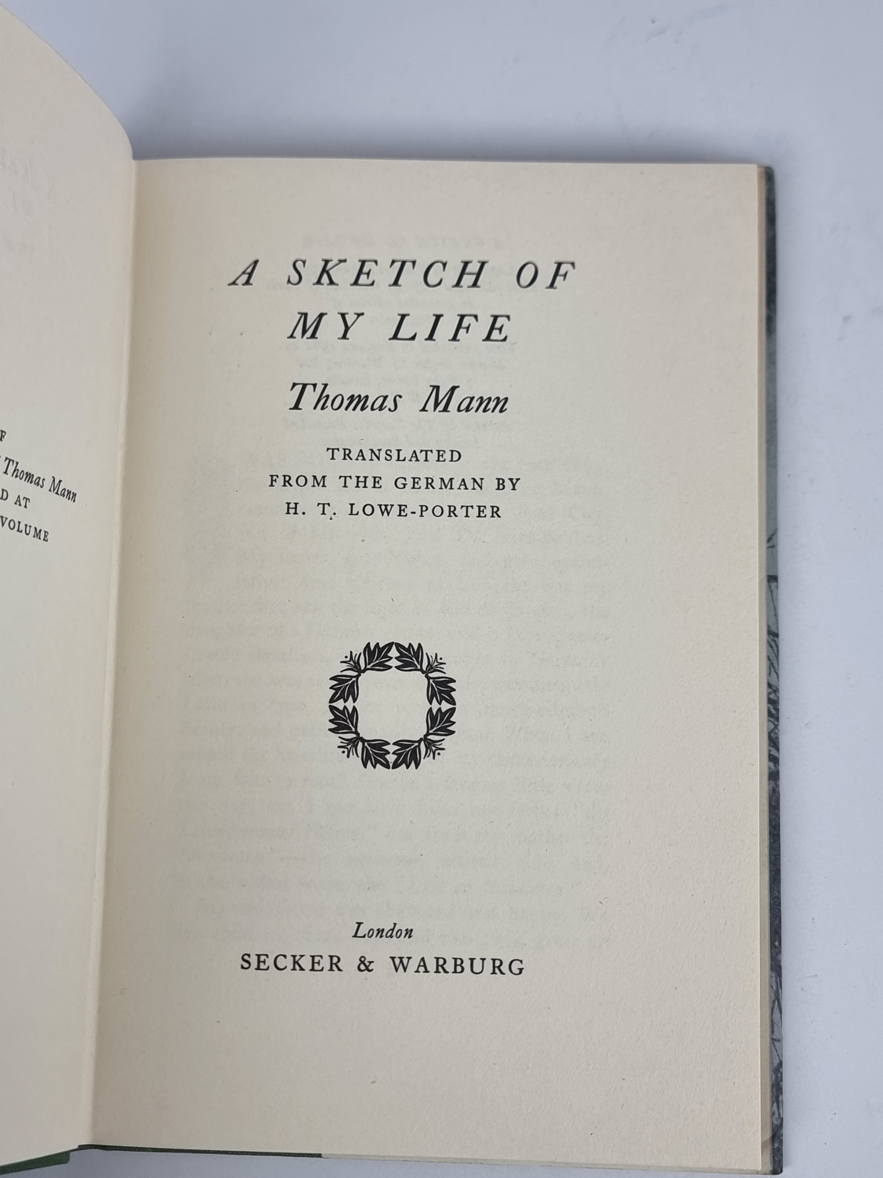 A Sketch of My Life, Thomas Mann — 1st English Edition