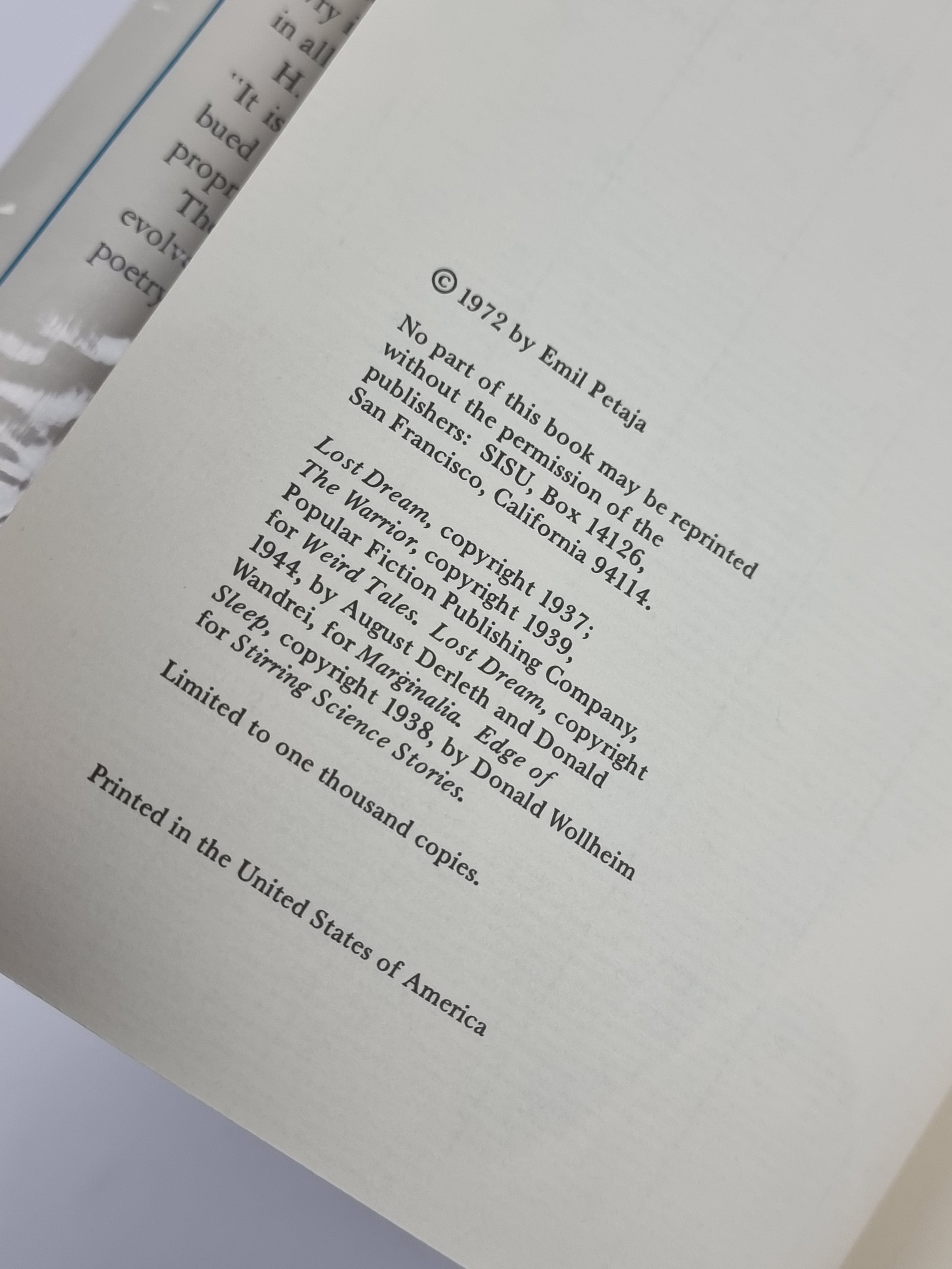 As Dream and Shadow, Emil Petaja — 1st Limited Edition