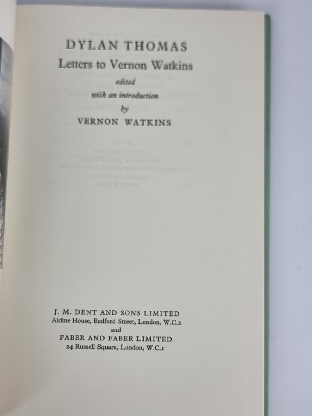 Letters to Vernon Watkins, Dylan Thomas — 1st Edition
