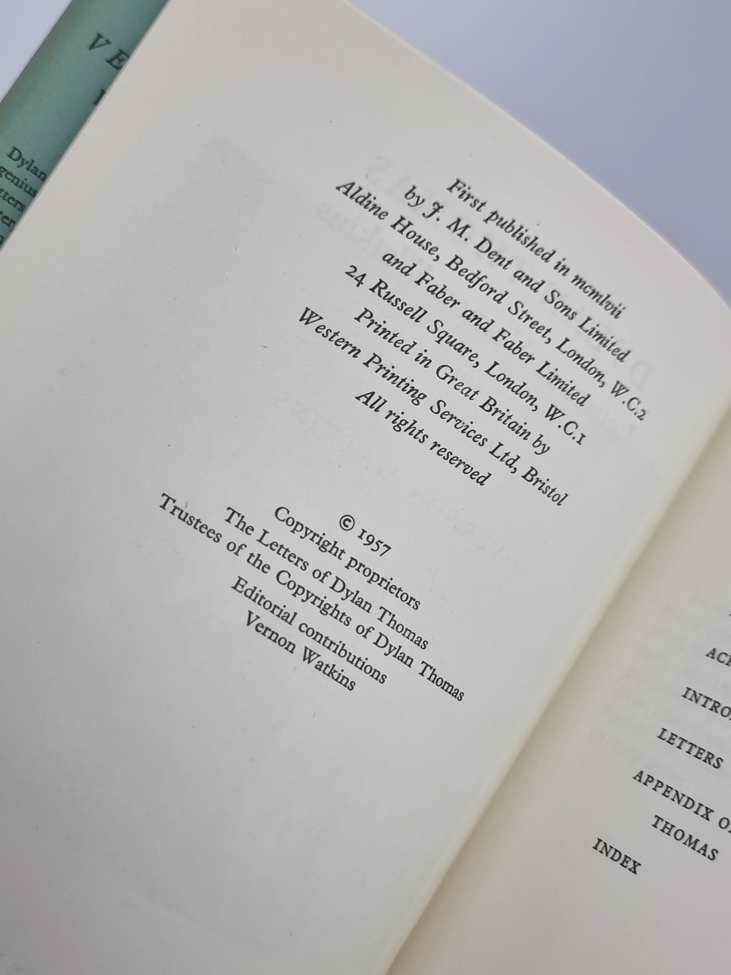 Letters to Vernon Watkins, Dylan Thomas — 1st Edition