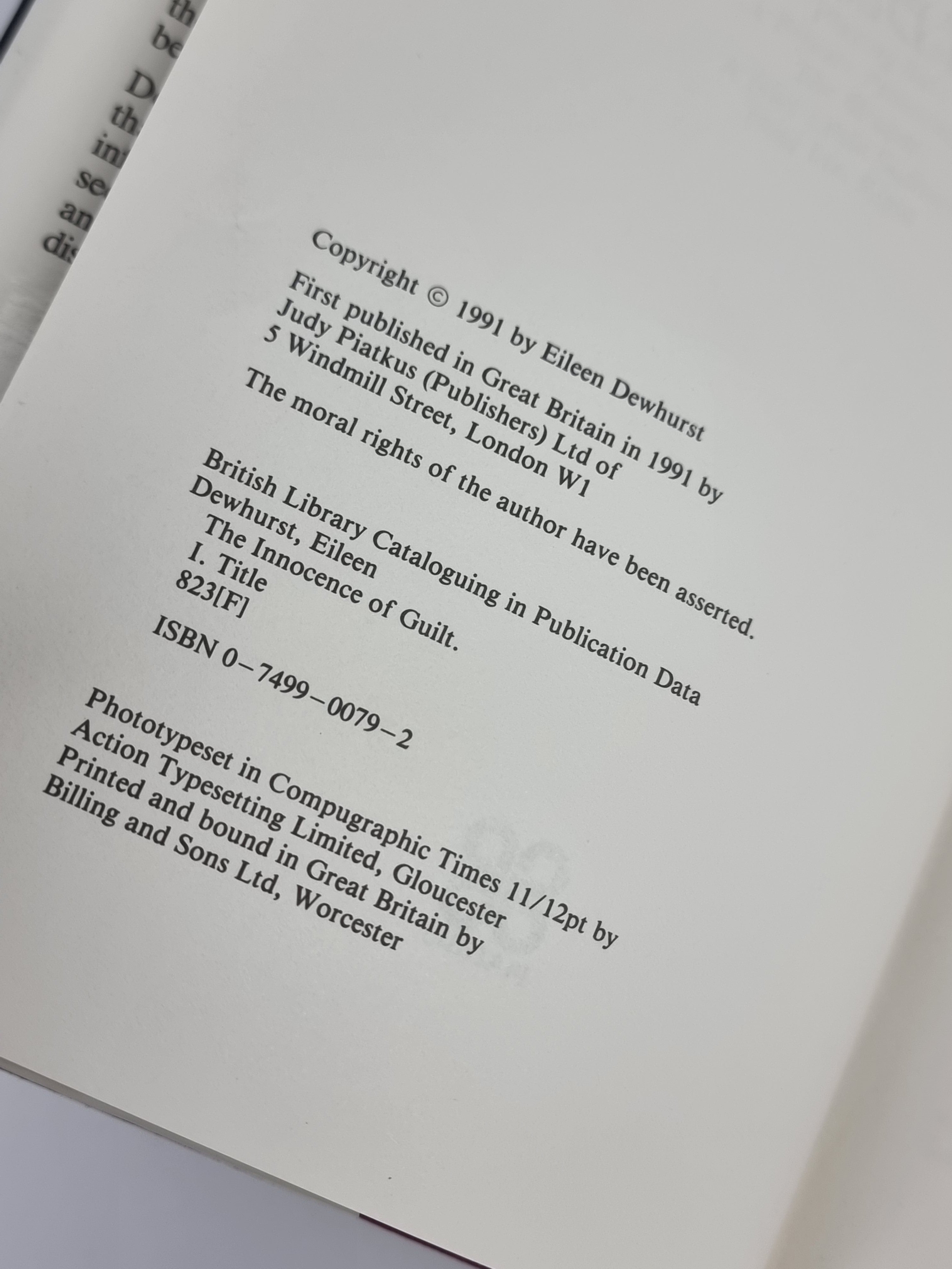 The Innocence of Guilt, Eileen Dewhurst — 1st Edition