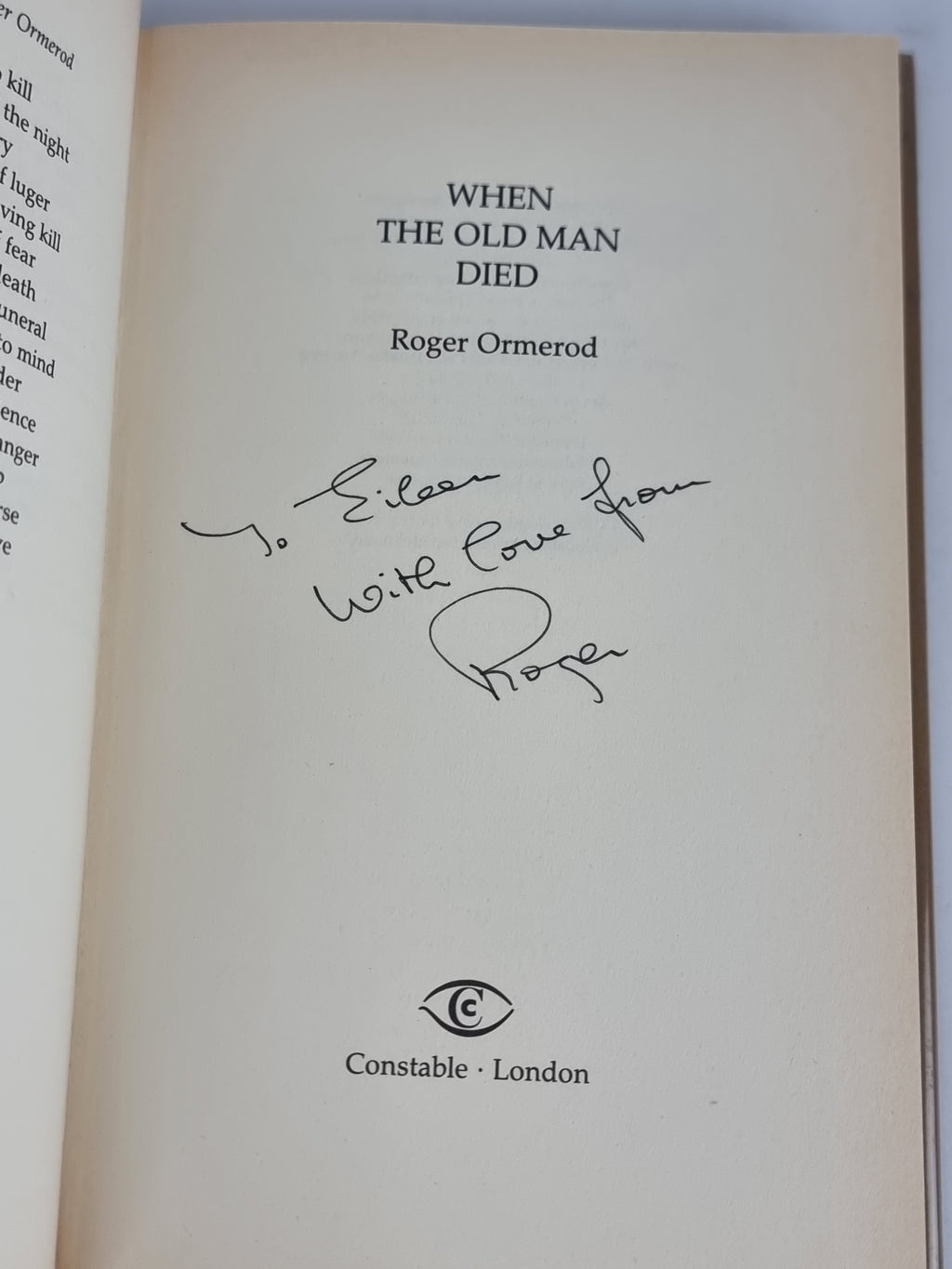 When the Old Man Died, Roger Ormerod — 1st Edition, Signed & Inscribed