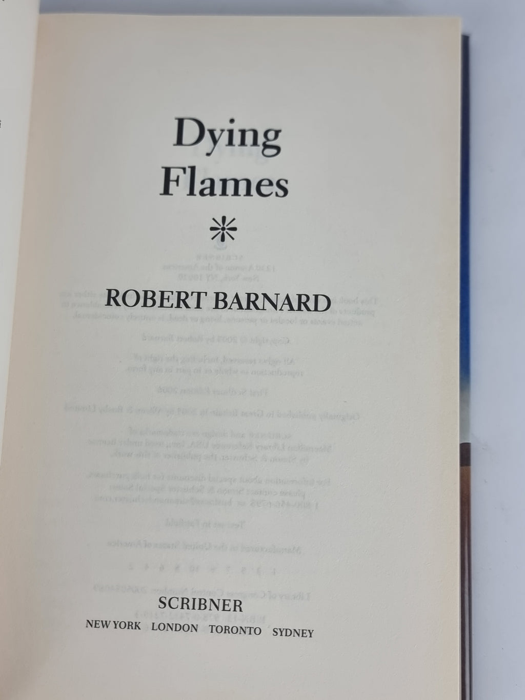 Dying Flames, Robert Barnard — 1st USA Edition, Signed & Inscribed