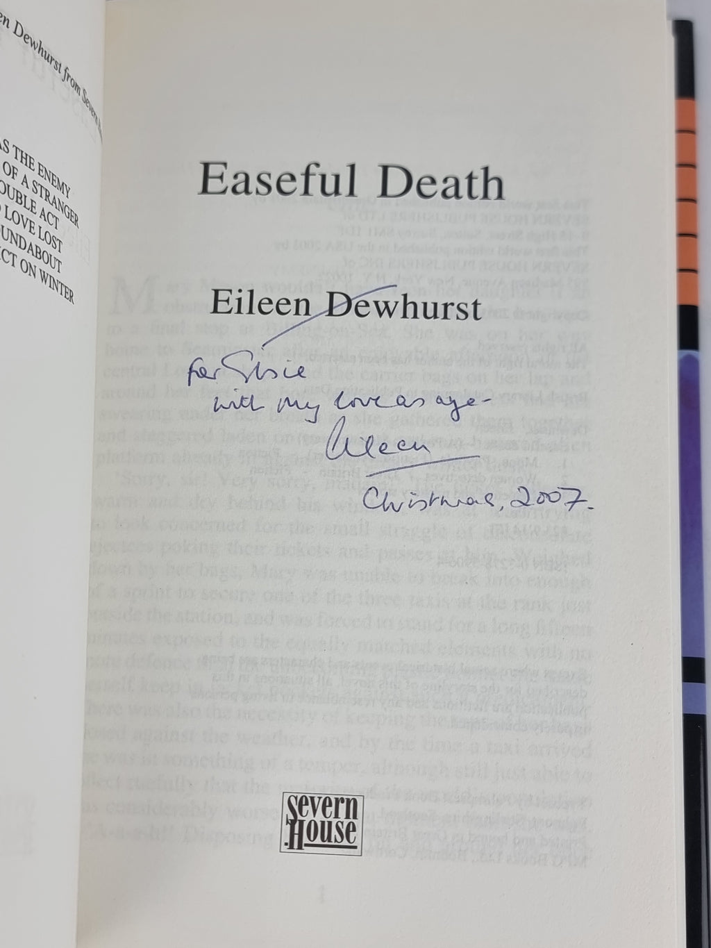 Easeful Death, Eileen Dewhurst — 1st Edition, Signed & Inscribed