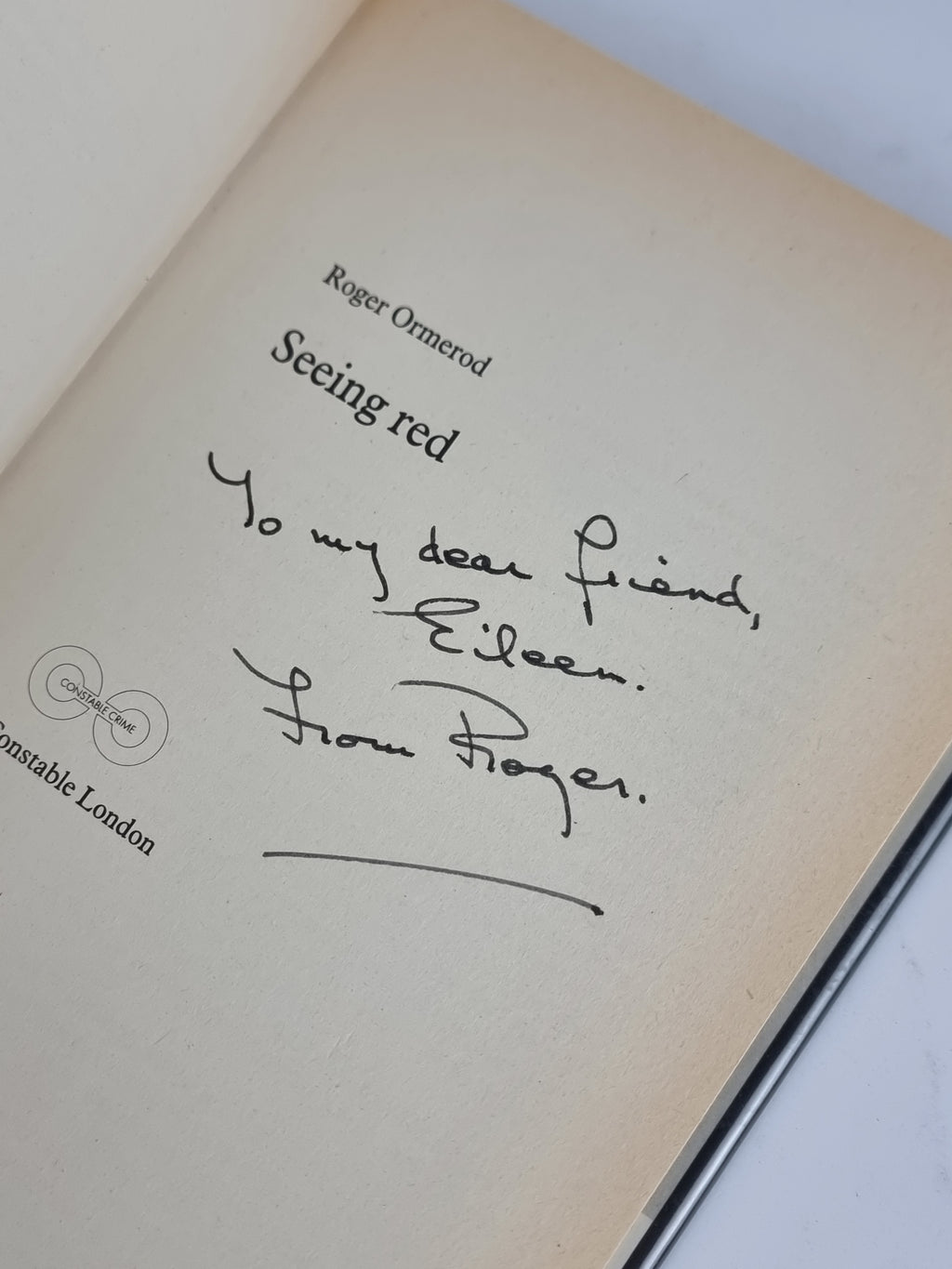 Seeing Red, Roger Ormerod — 1st Edition, Signed & Inscribed
