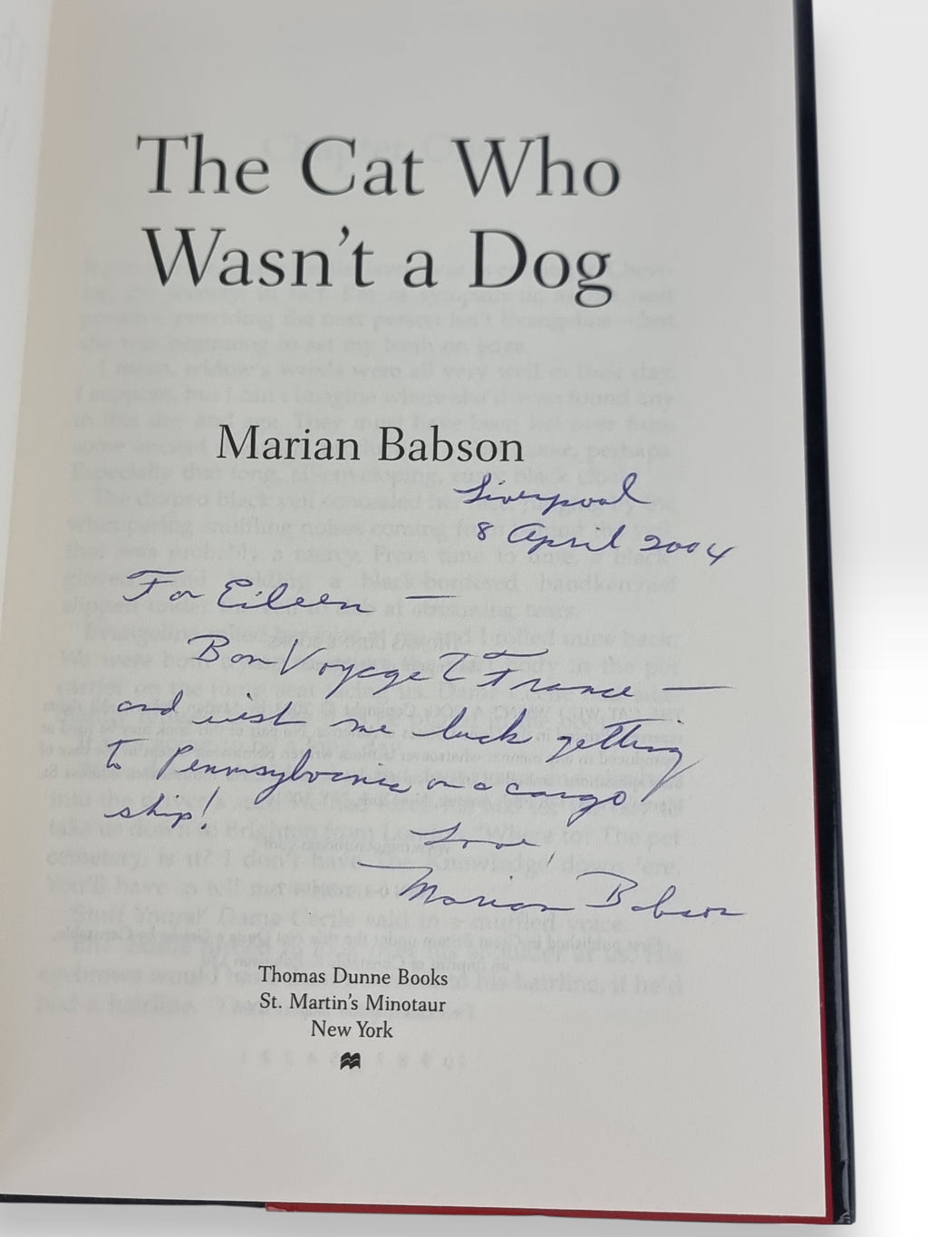The Cat who Wasn't a Dog, Marian Babson — 1st Edition, Signed & Inscribed
