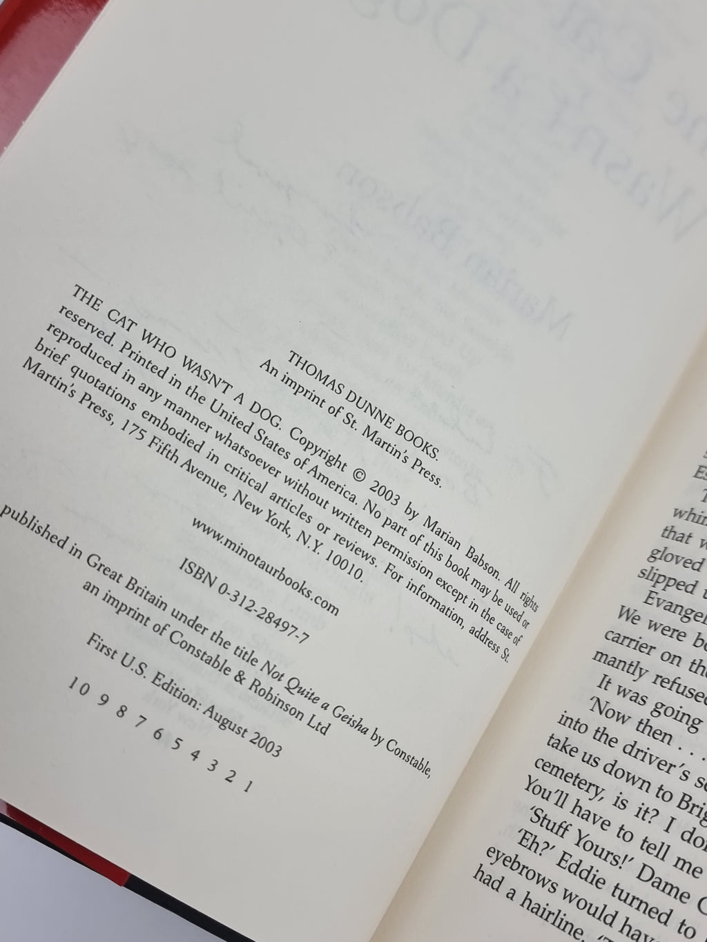 The Cat who Wasn't a Dog, Marian Babson — 1st Edition, Signed & Inscribed