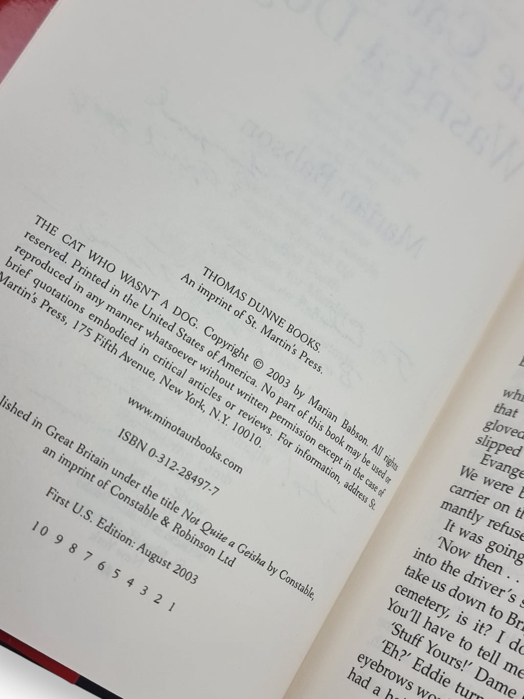 The Cat who Wasn't a Dog, Marian Babson — 1st Edition, Signed & Inscribed