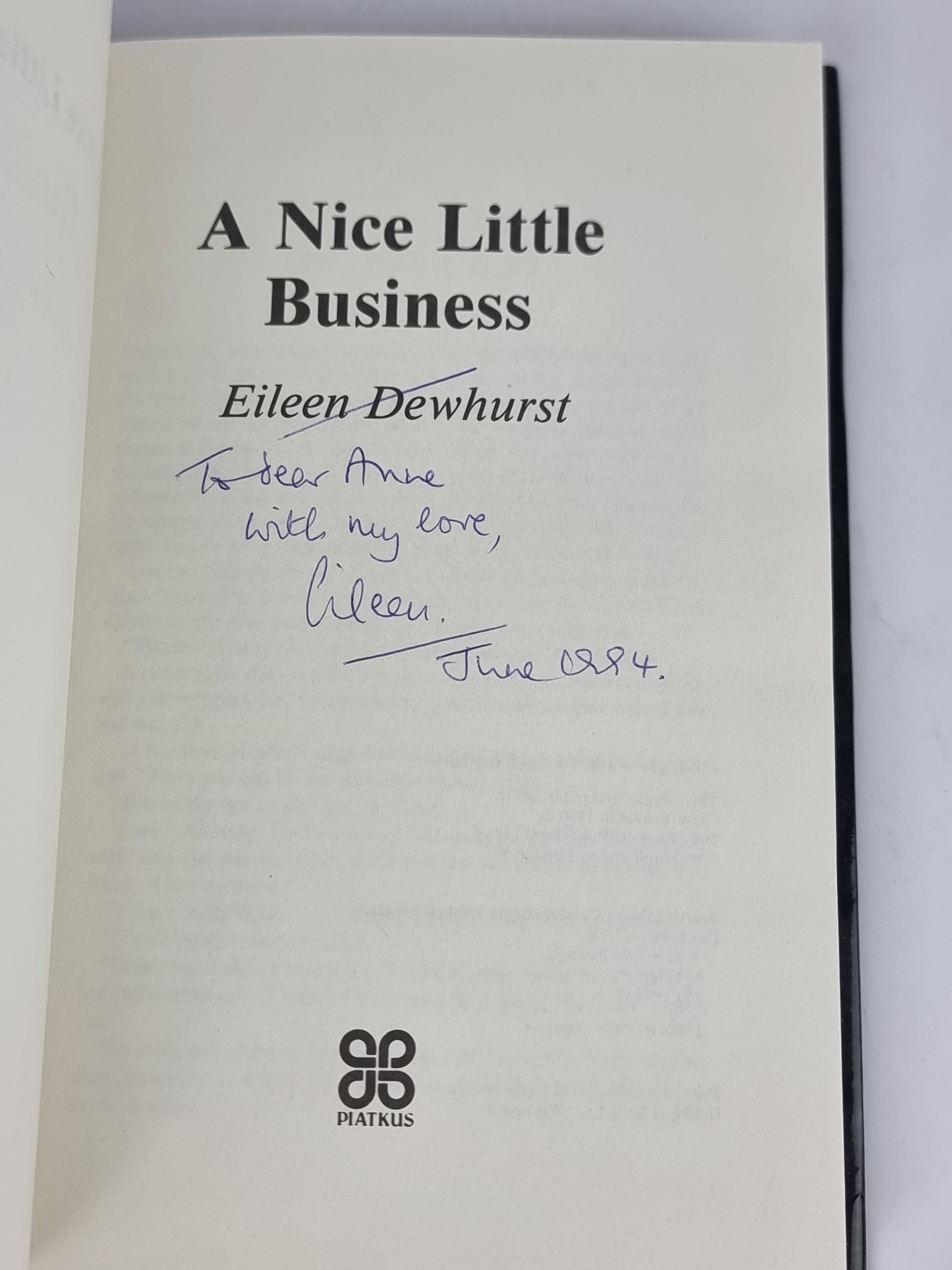 A Nice Little Business, Eileen Dewhurst — 1st Edition, Signed