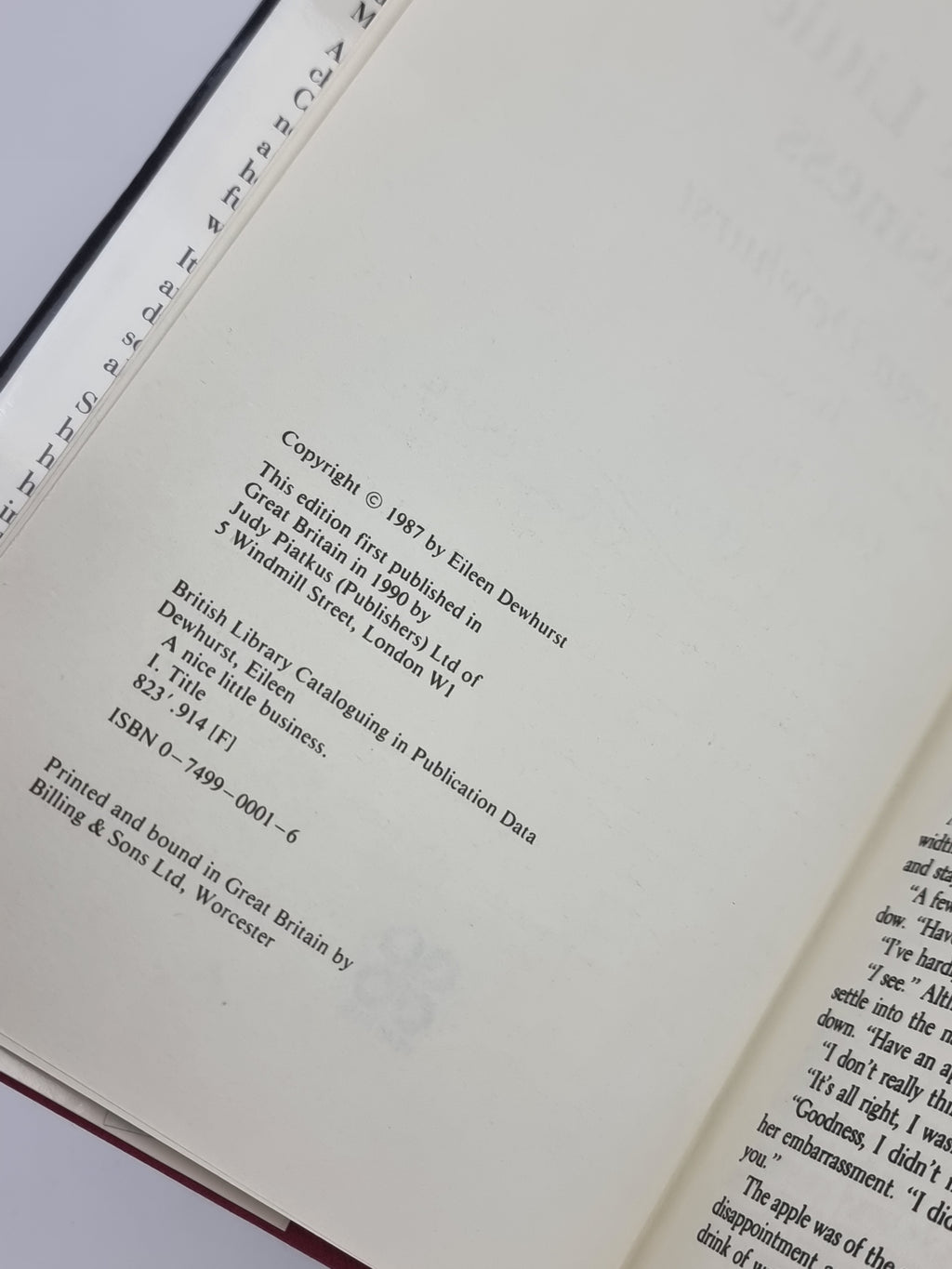 A Nice Little Business, Eileen Dewhurst — 1st Edition, Signed