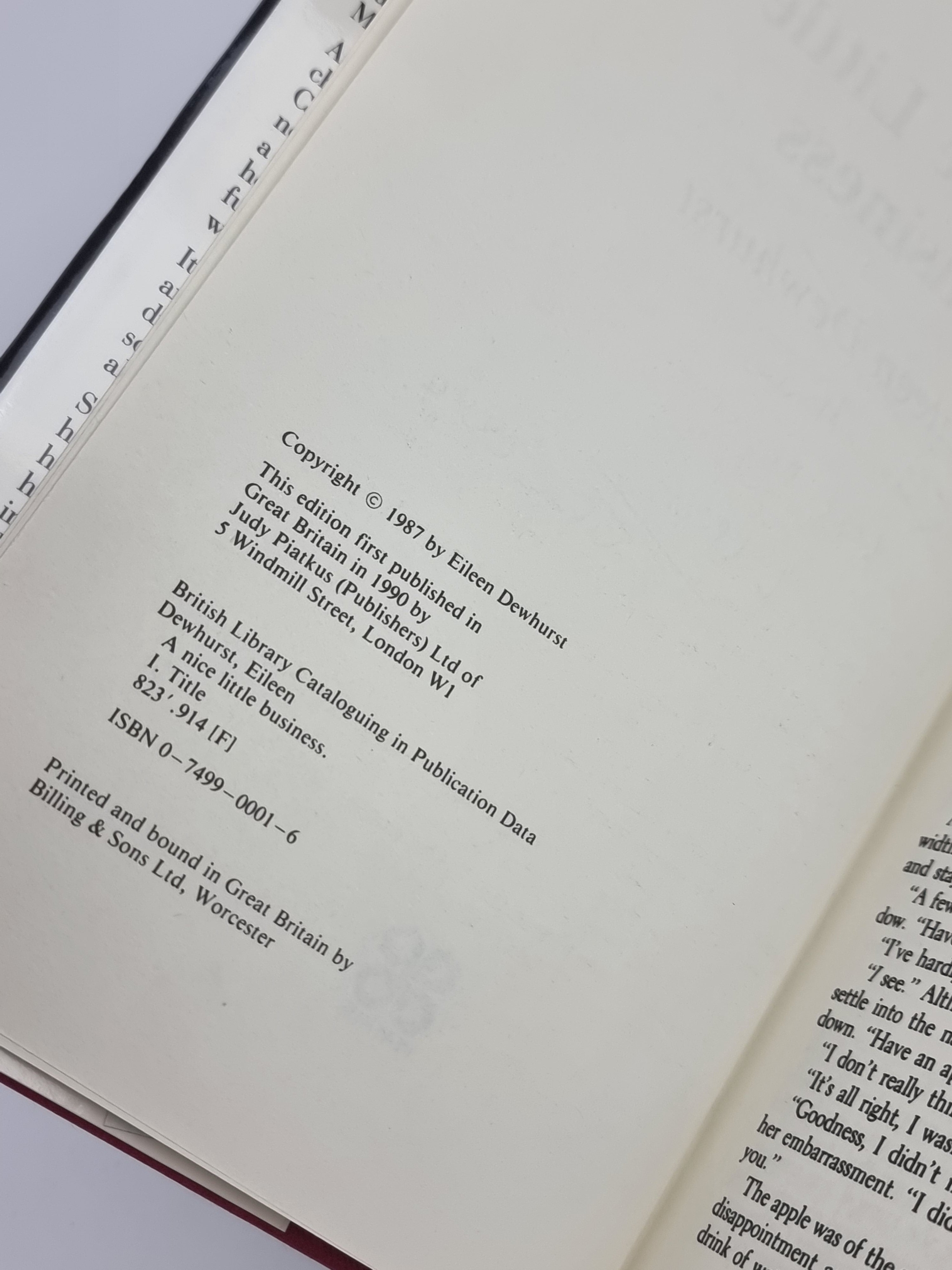 A Nice Little Business, Eileen Dewhurst — 1st Edition, Signed
