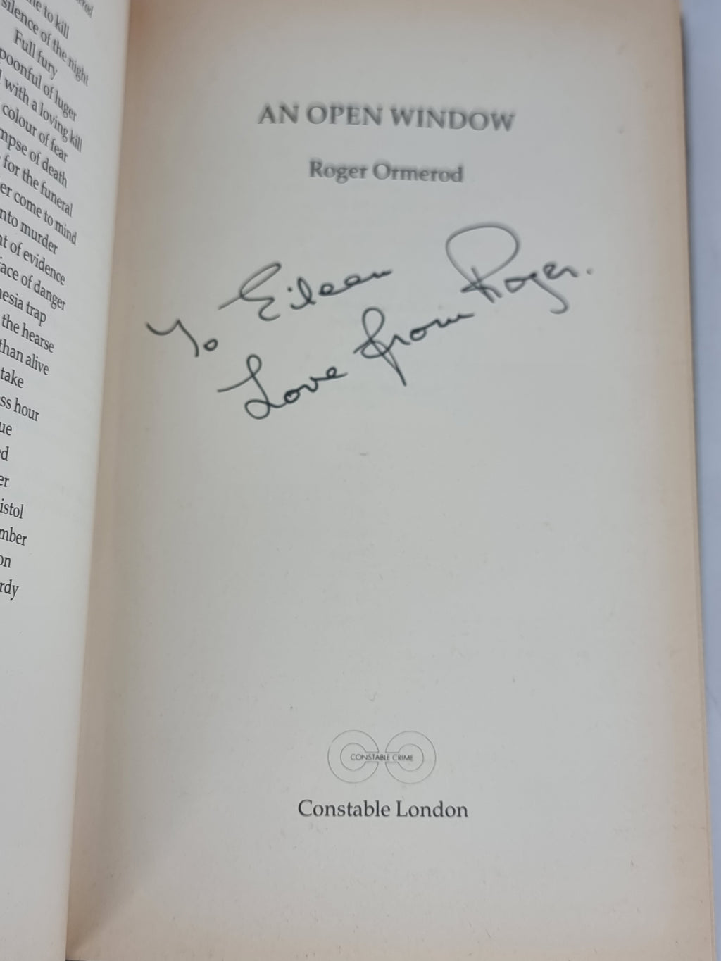 An Open Window, Roger Ormerod — 1st Edition, Signed & Inscribed