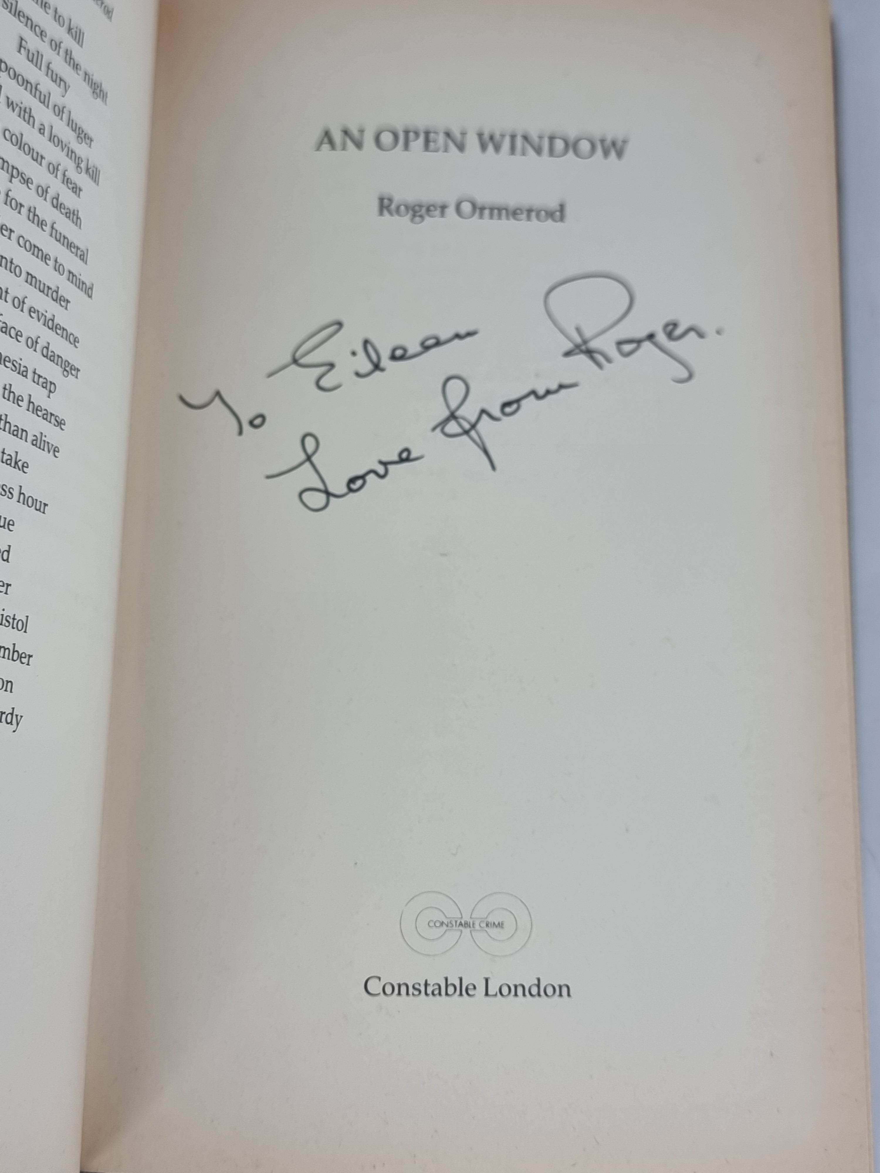 An Open Window, Roger Ormerod — 1st Edition, Signed & Inscribed