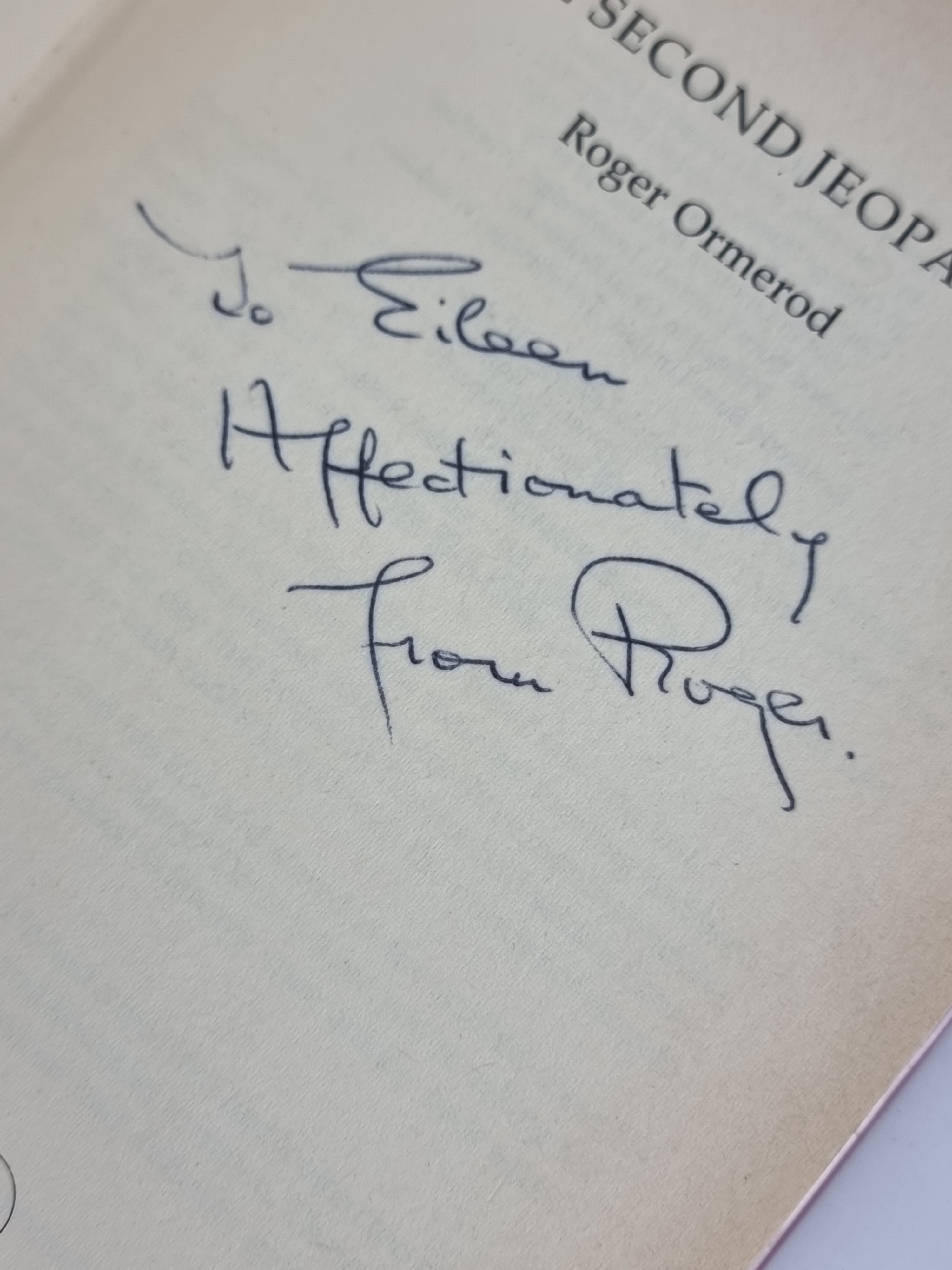 The Second Jeopardy, Roger Ormerod — 1st Edition, Signed & Inscribed, with Letter