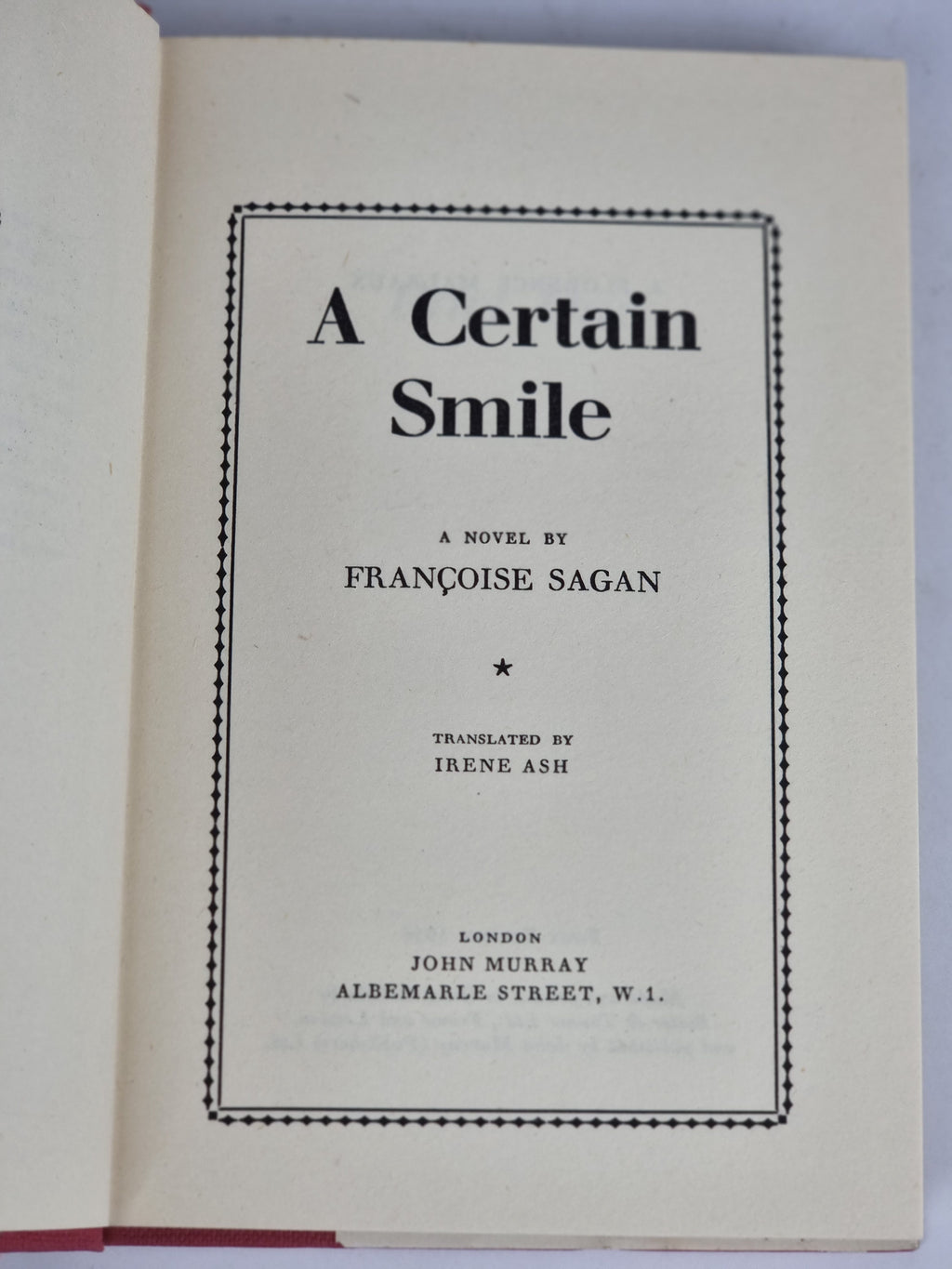 A Certain Smile, Françoise Sagan — 1st UK Edition
