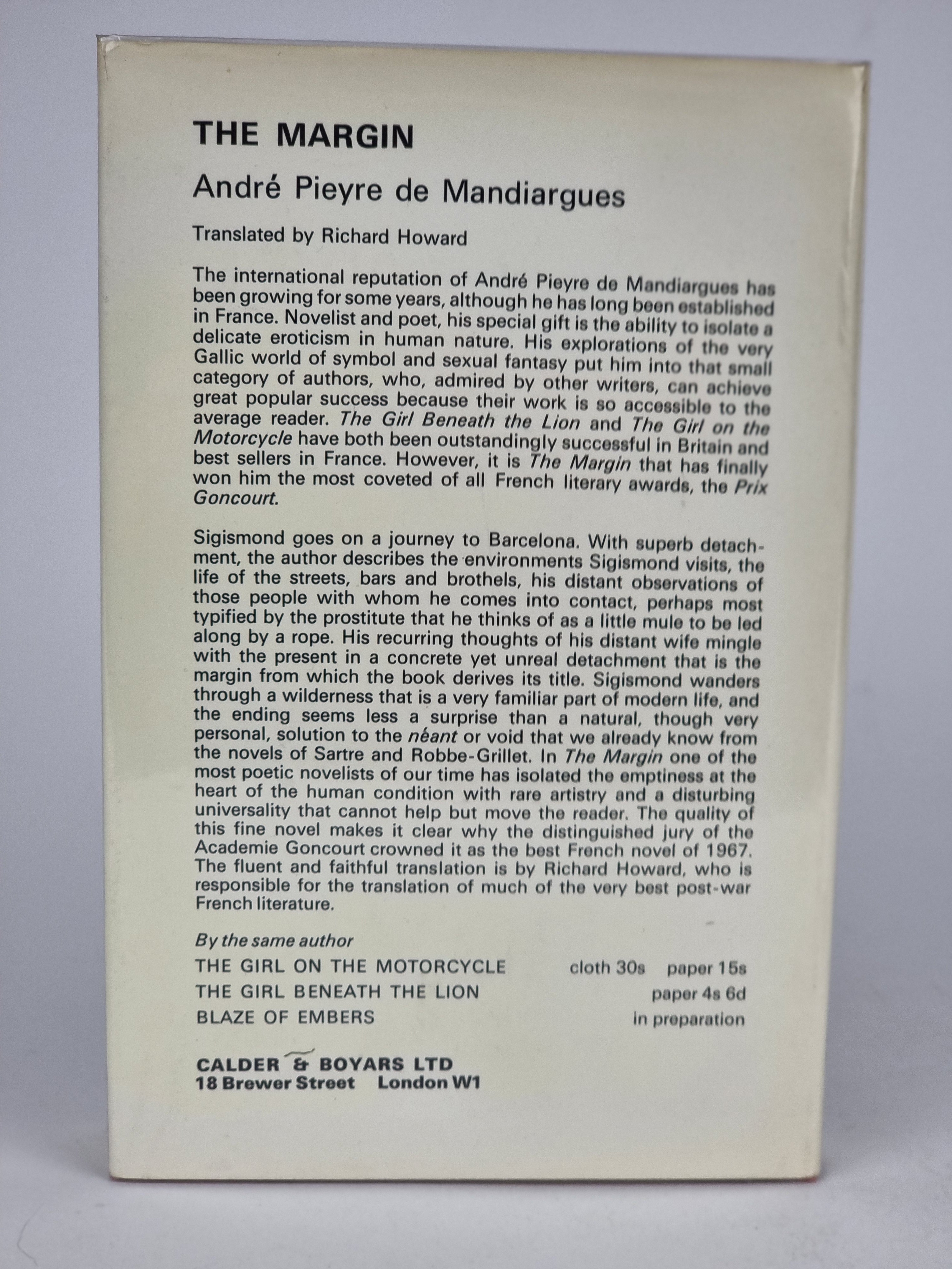 The Margin, André Pierre de Mandiargues — 1st UK Edition