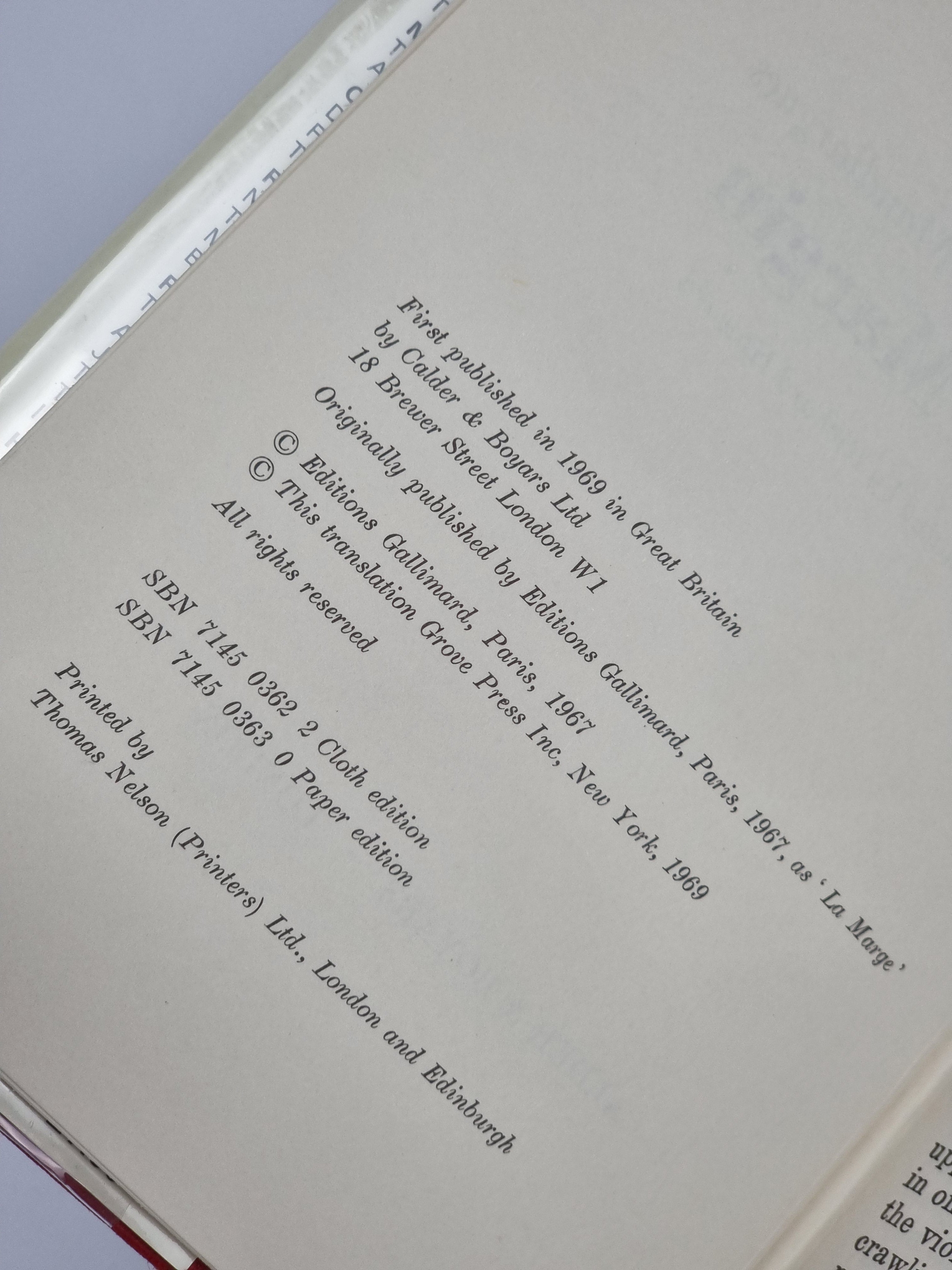The Margin, André Pierre de Mandiargues — 1st UK Edition