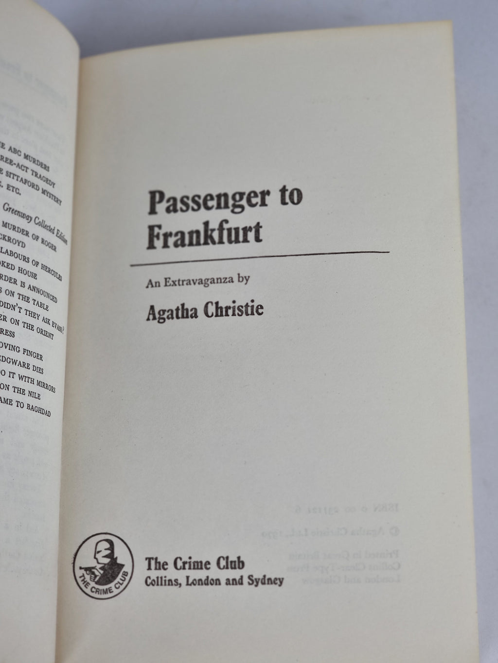 Passenger to Frankfurt, Agatha Christie — 1st UK Edition