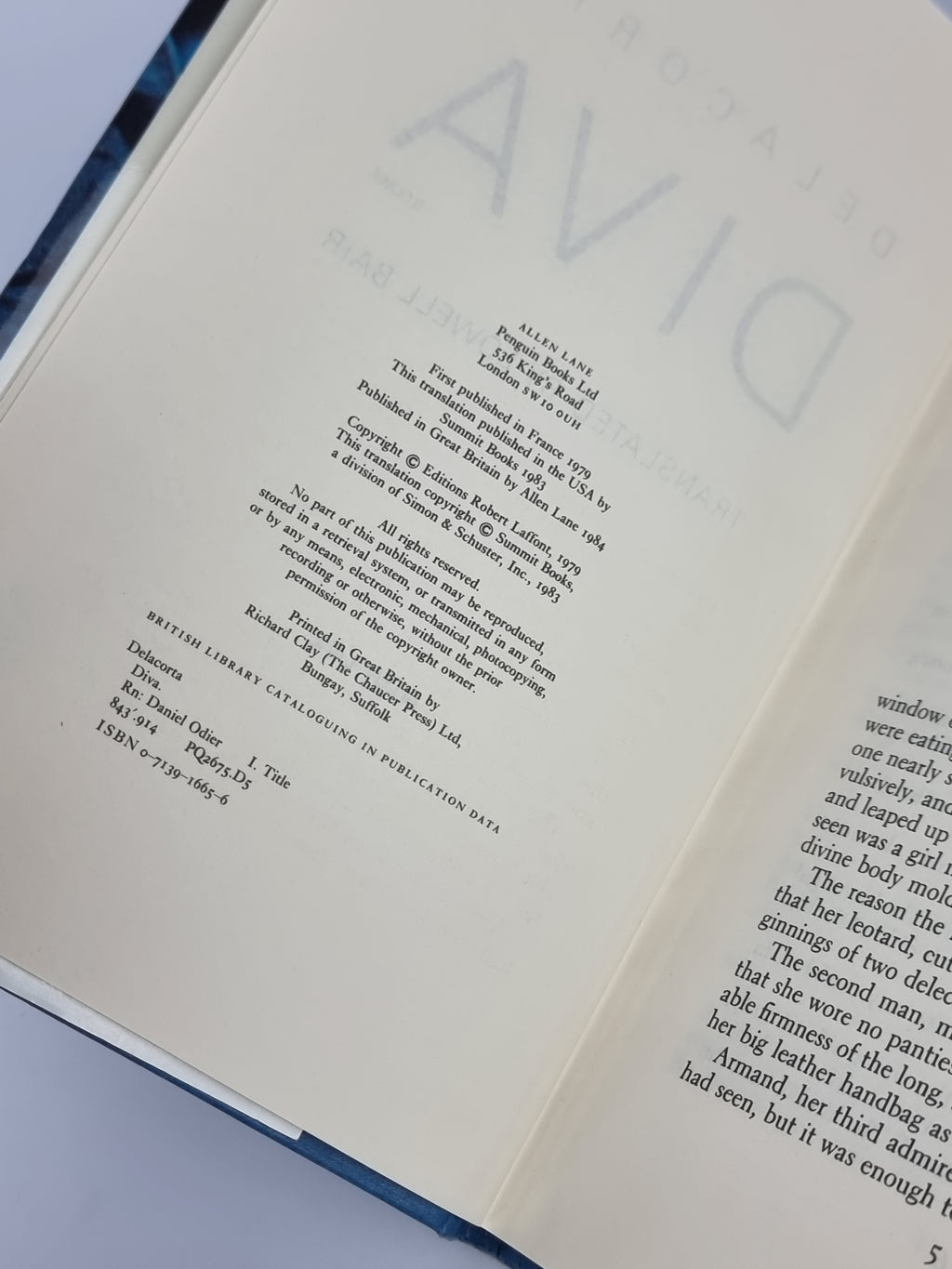 Diva, Delacorta — 1st English Edition