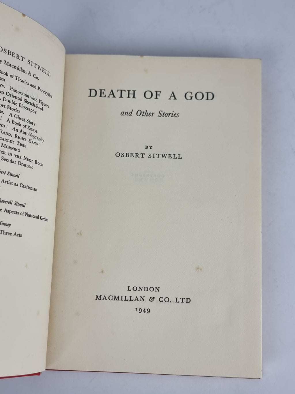 The Death of a God and Other Stories, Osbert Sitwell — 1st Edition