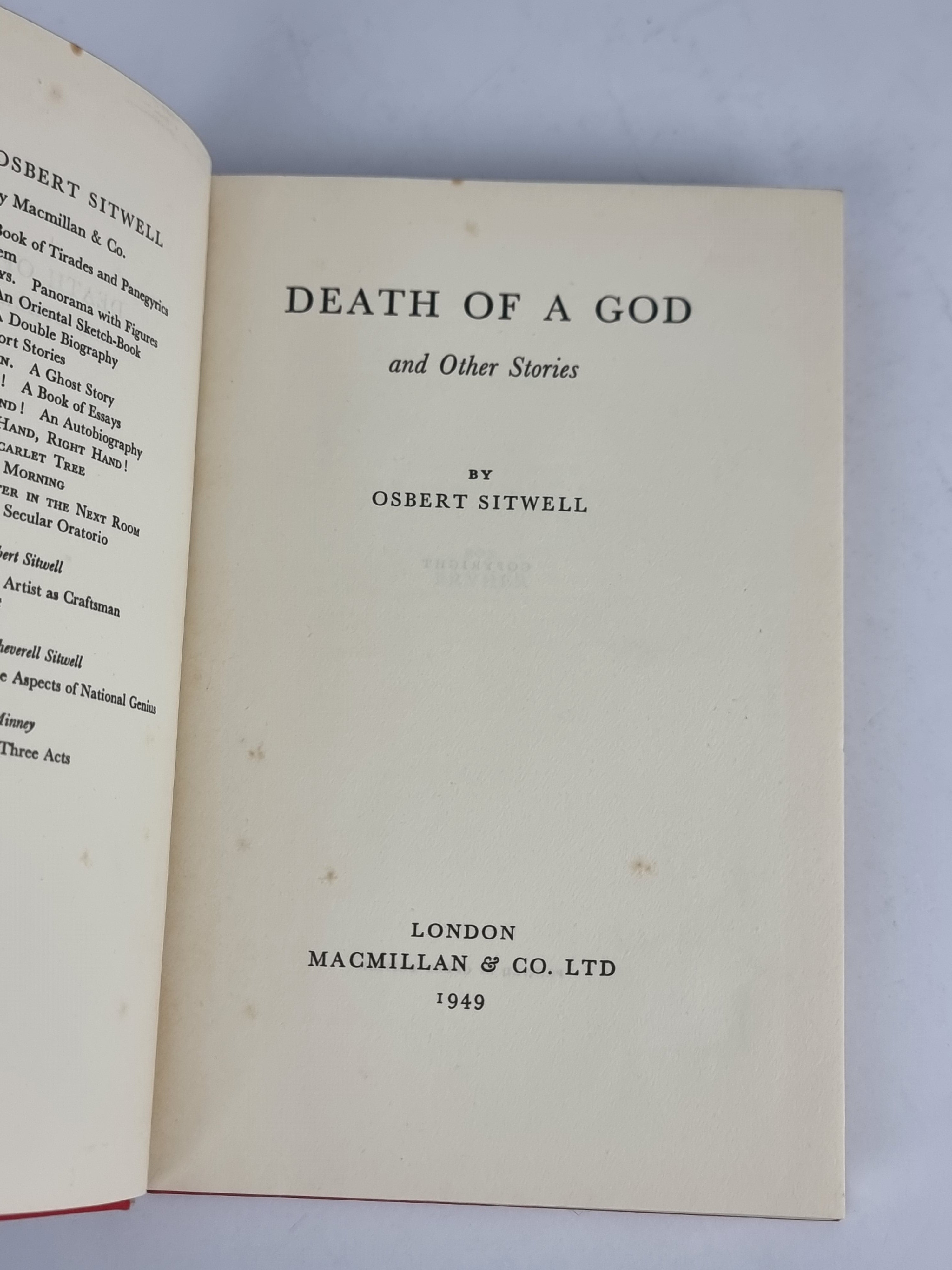 The Death of a God and Other Stories, Osbert Sitwell — 1st Edition