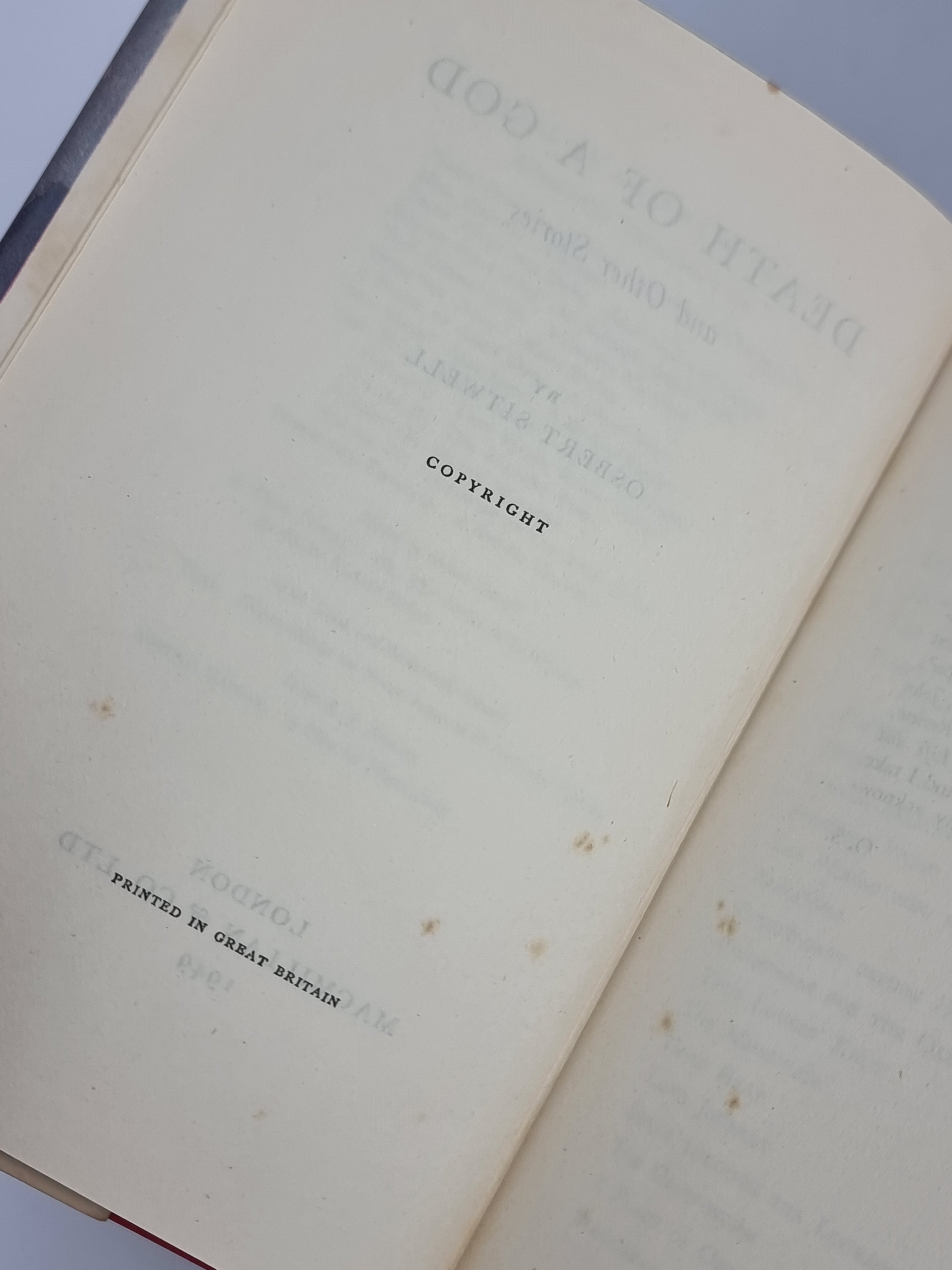 The Death of a God and Other Stories, Osbert Sitwell — 1st Edition
