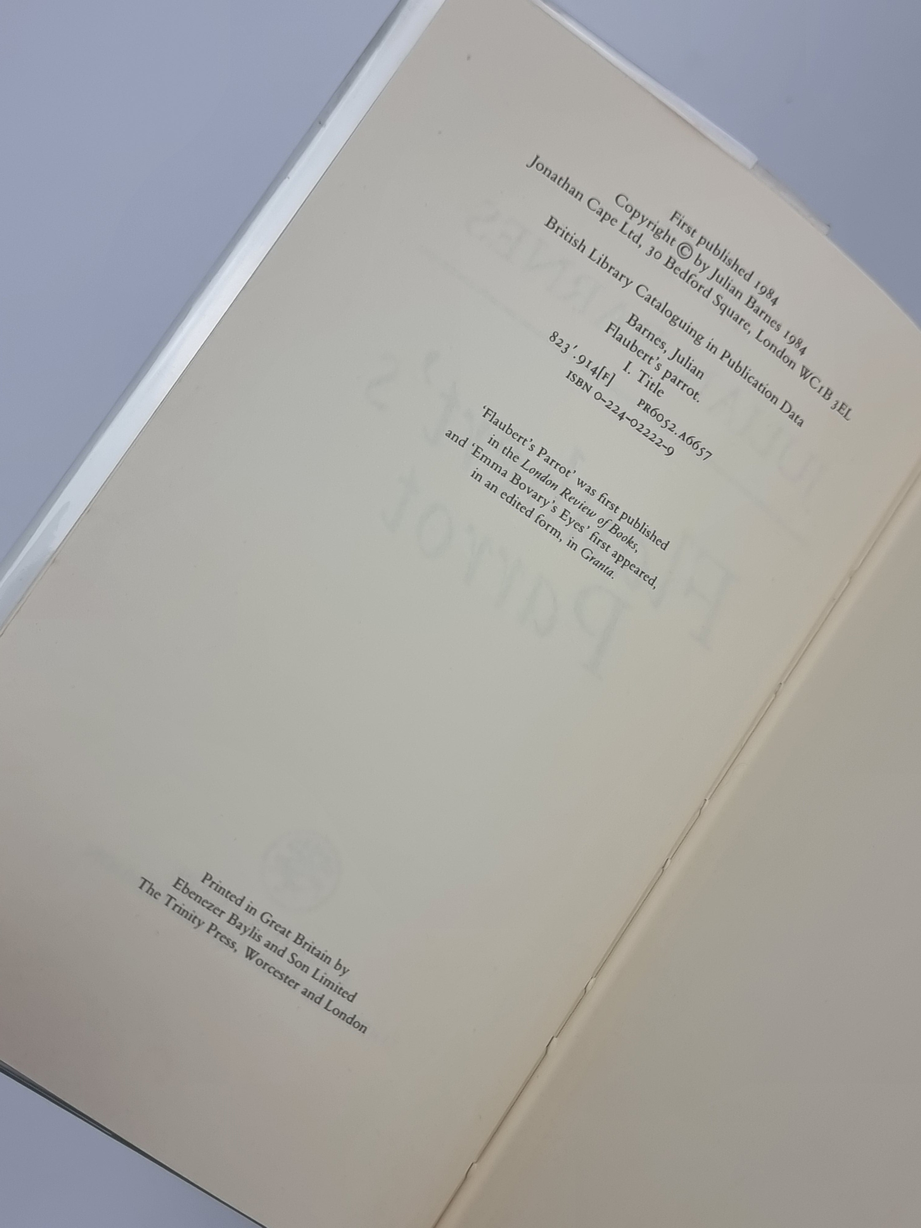 Flaubert's Parrot, Julian Barnes — 1st Edition