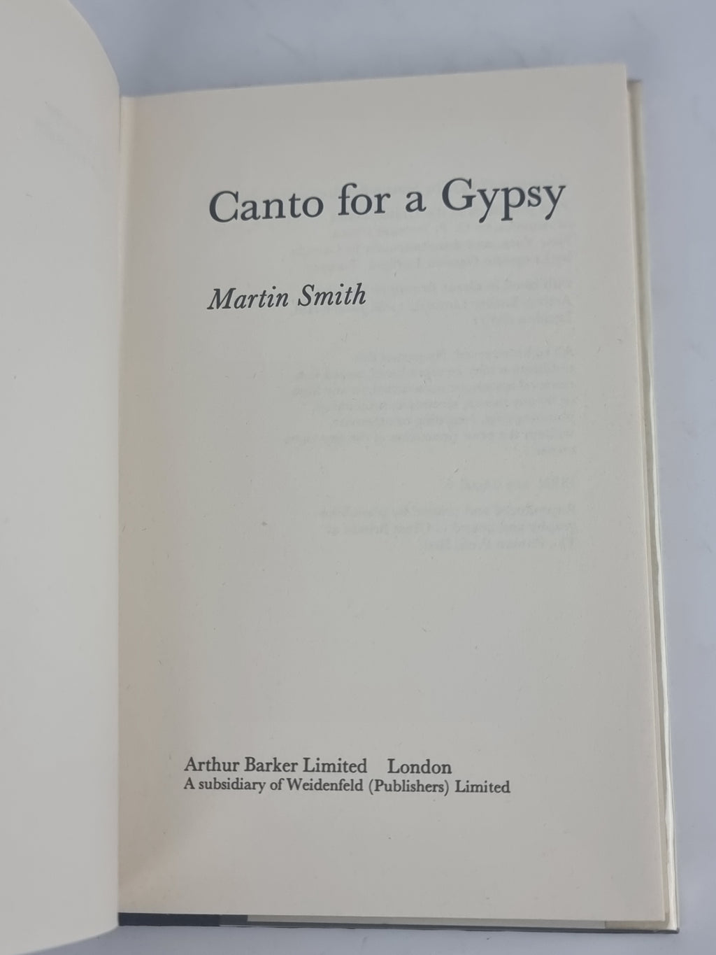 Canto for a Gypsy, Martin Smith — 1st Edition