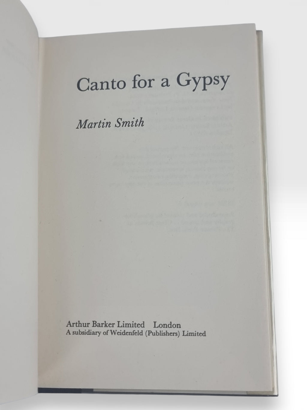 Canto for a Gypsy, Martin Smith — 1st Edition