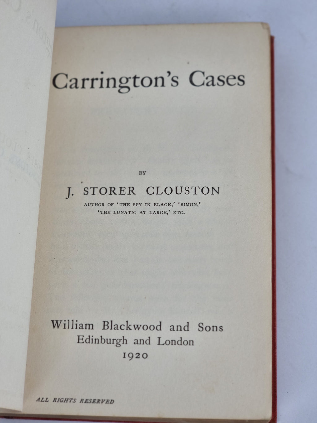 Carrington's Cases, J. Storer Clouston — 1st Edition