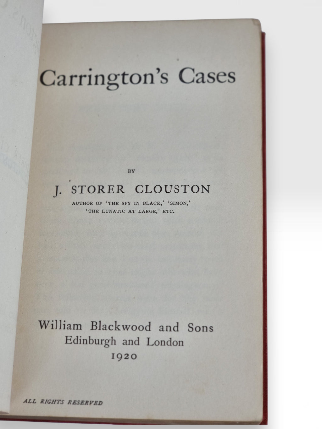Carrington's Cases, J. Storer Clouston — 1st Edition